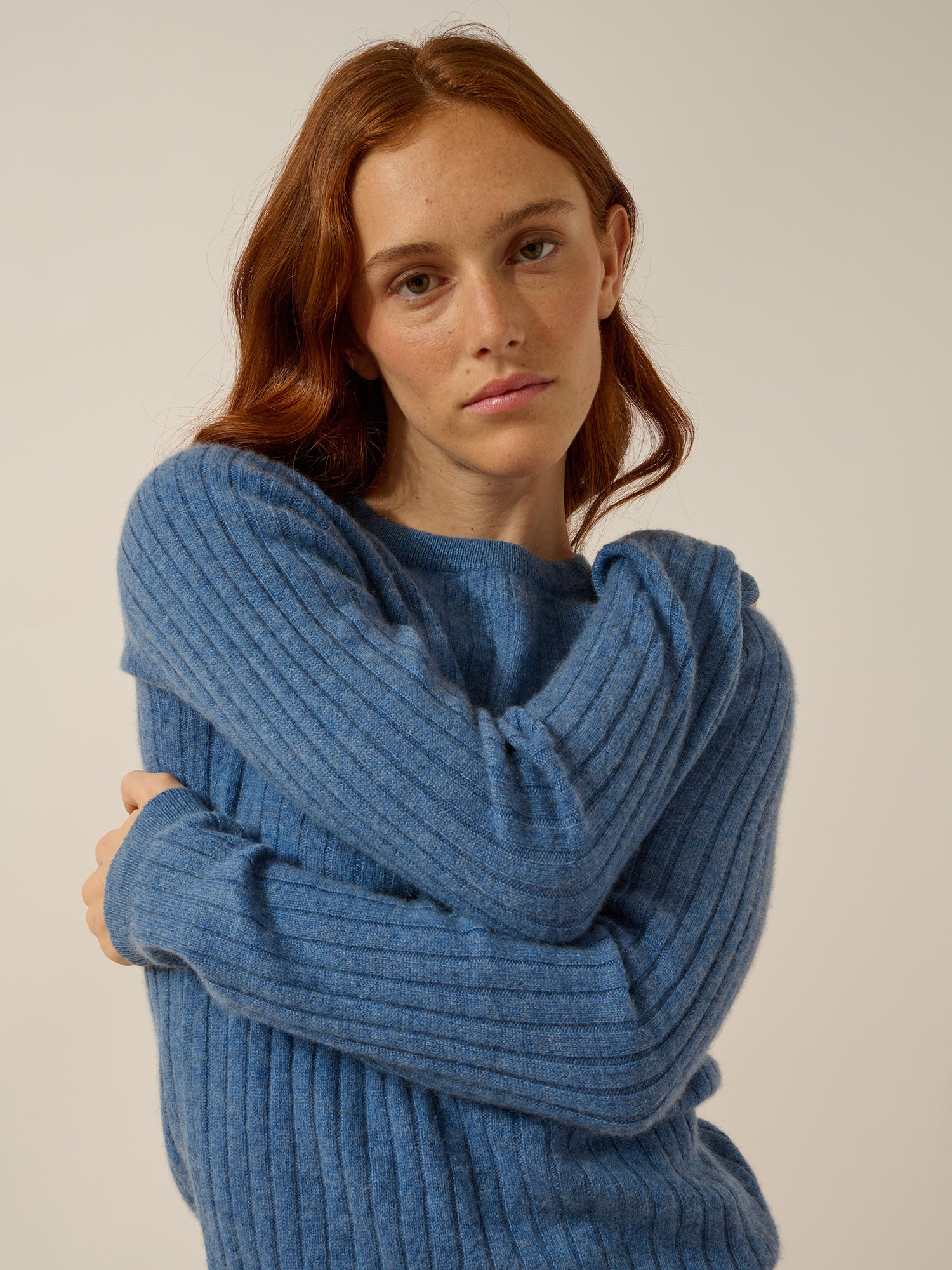 AVANA denim blue round-neck sweater