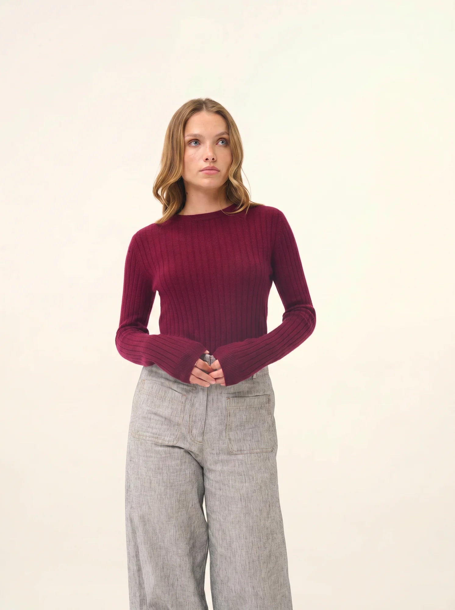 AVANA pullover rundhalsausschnitt bordeaux