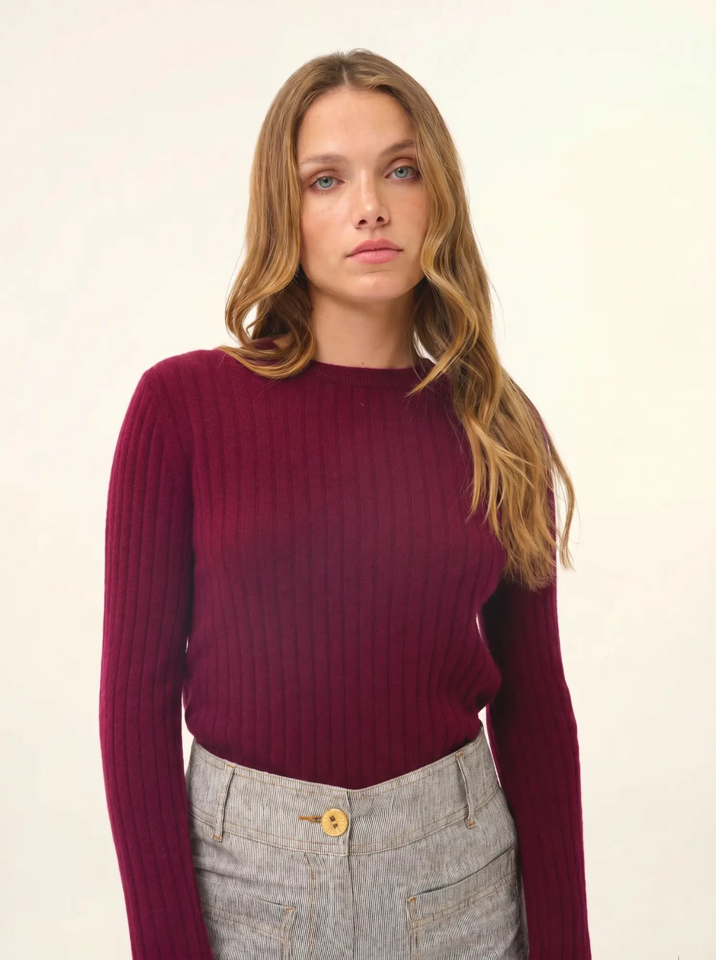 AVANA pullover rundhalsausschnitt bordeaux