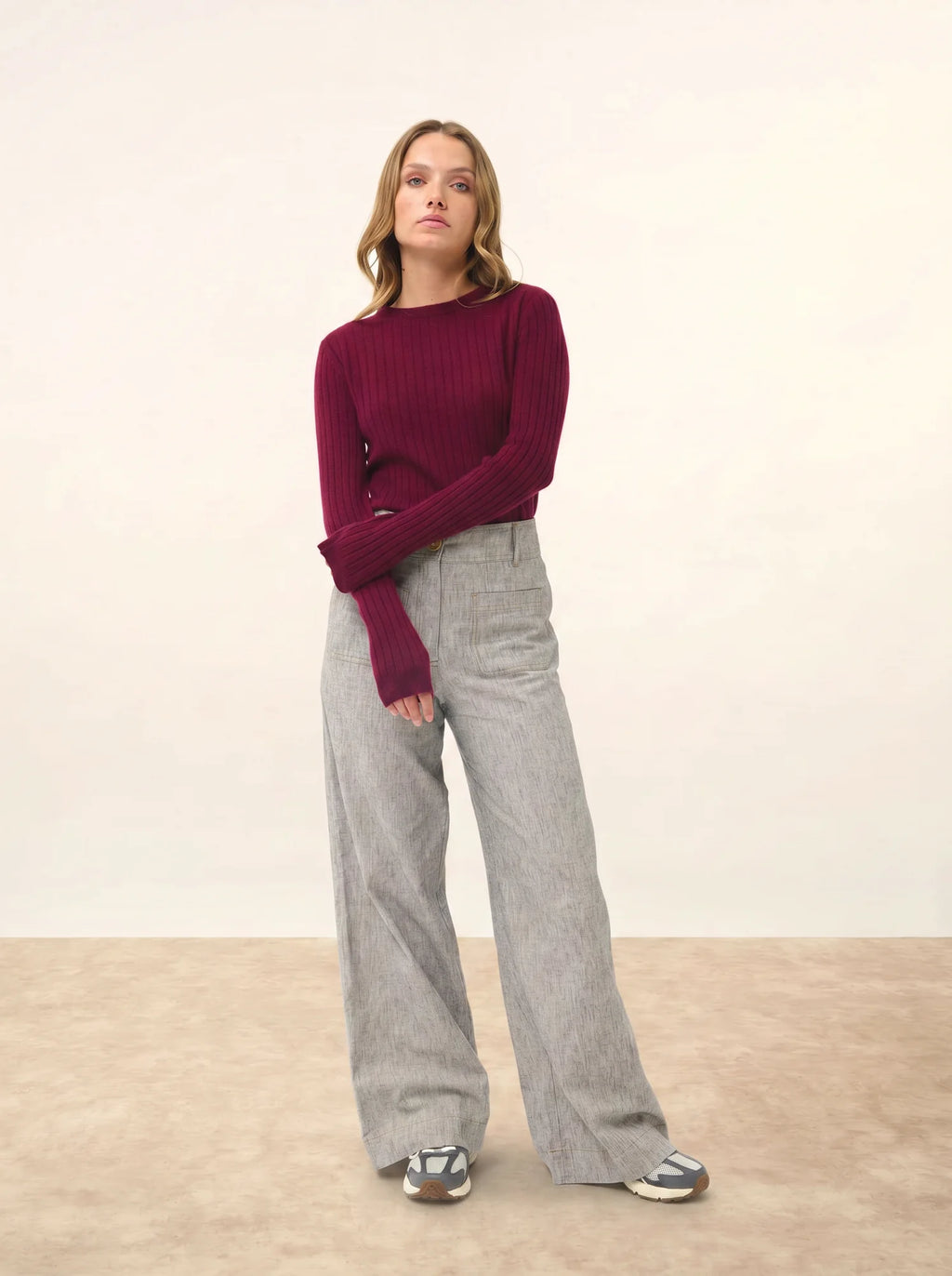 AVANA pullover rundhalsausschnitt bordeaux