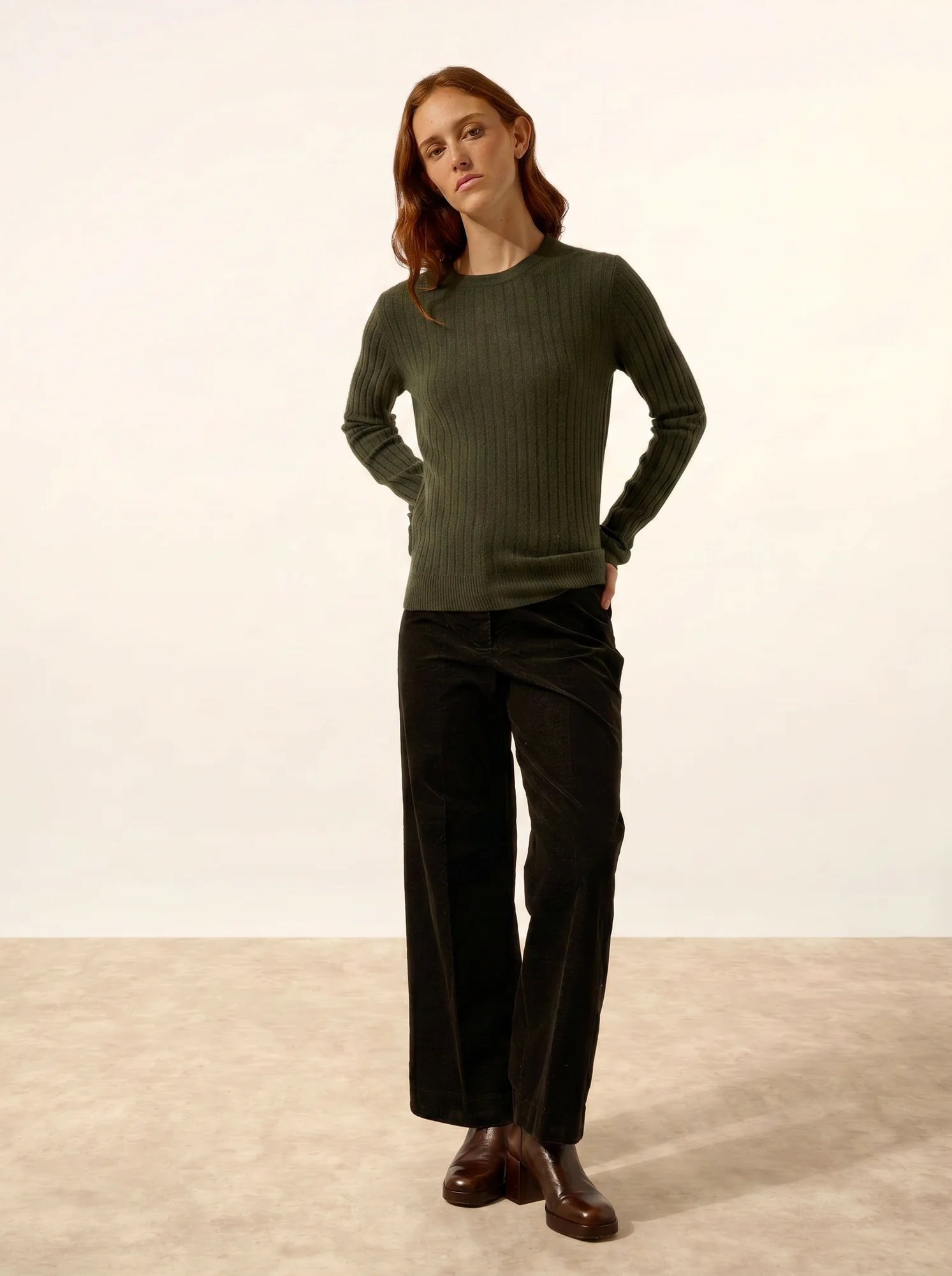 AVANA pullover rundhalsausschnitt khaki