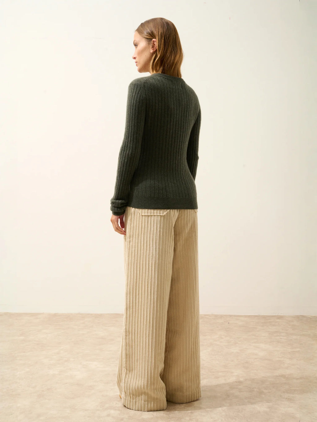 AVANA pullover rundhalsausschnitt khaki meliert