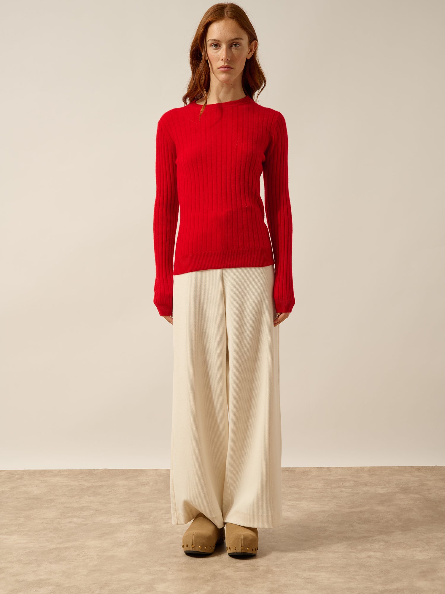 AVANA pull col rond rouge