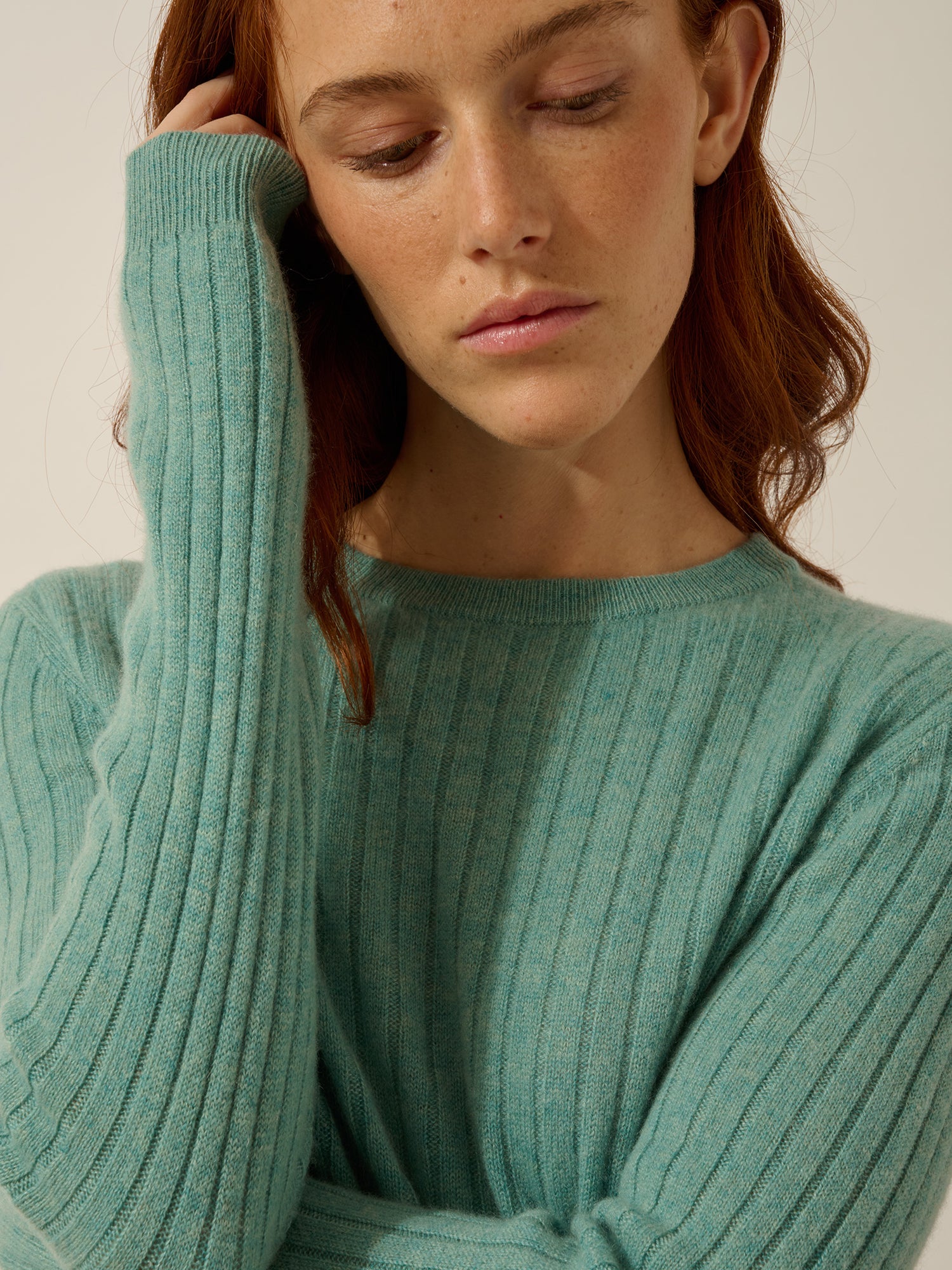 AVANA round-neck sweater mottled green