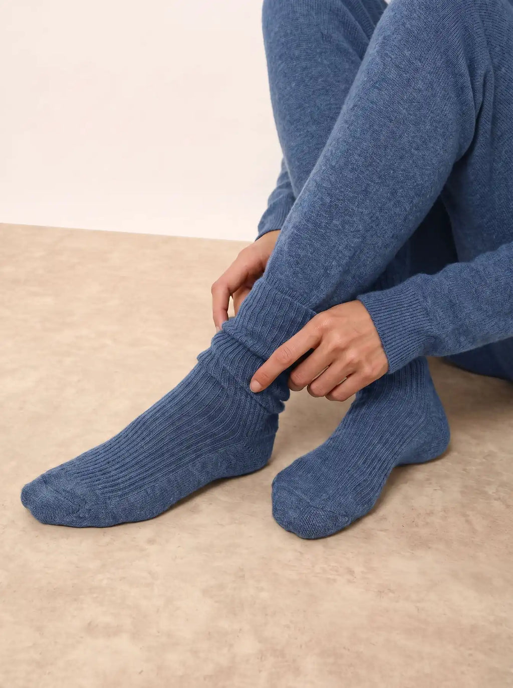 DAYAYA chaussettes 4 fils bleu denim