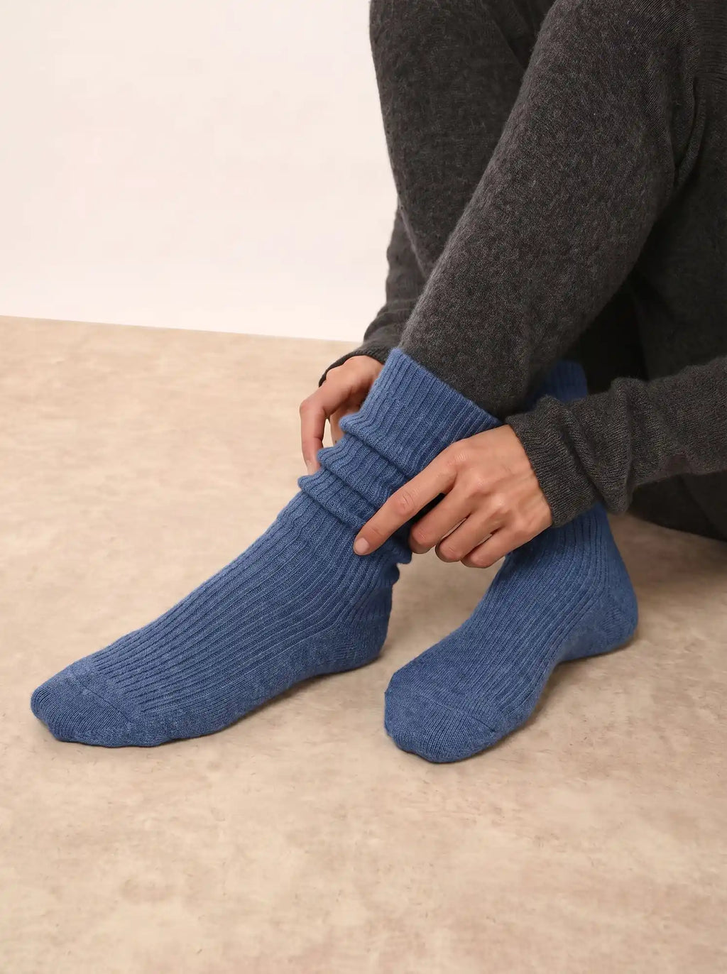 DAYAYA chaussettes 4 fils bleu denim