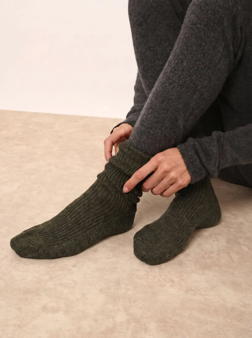 DAYAYA chaussettes 4 fils kaki chiné