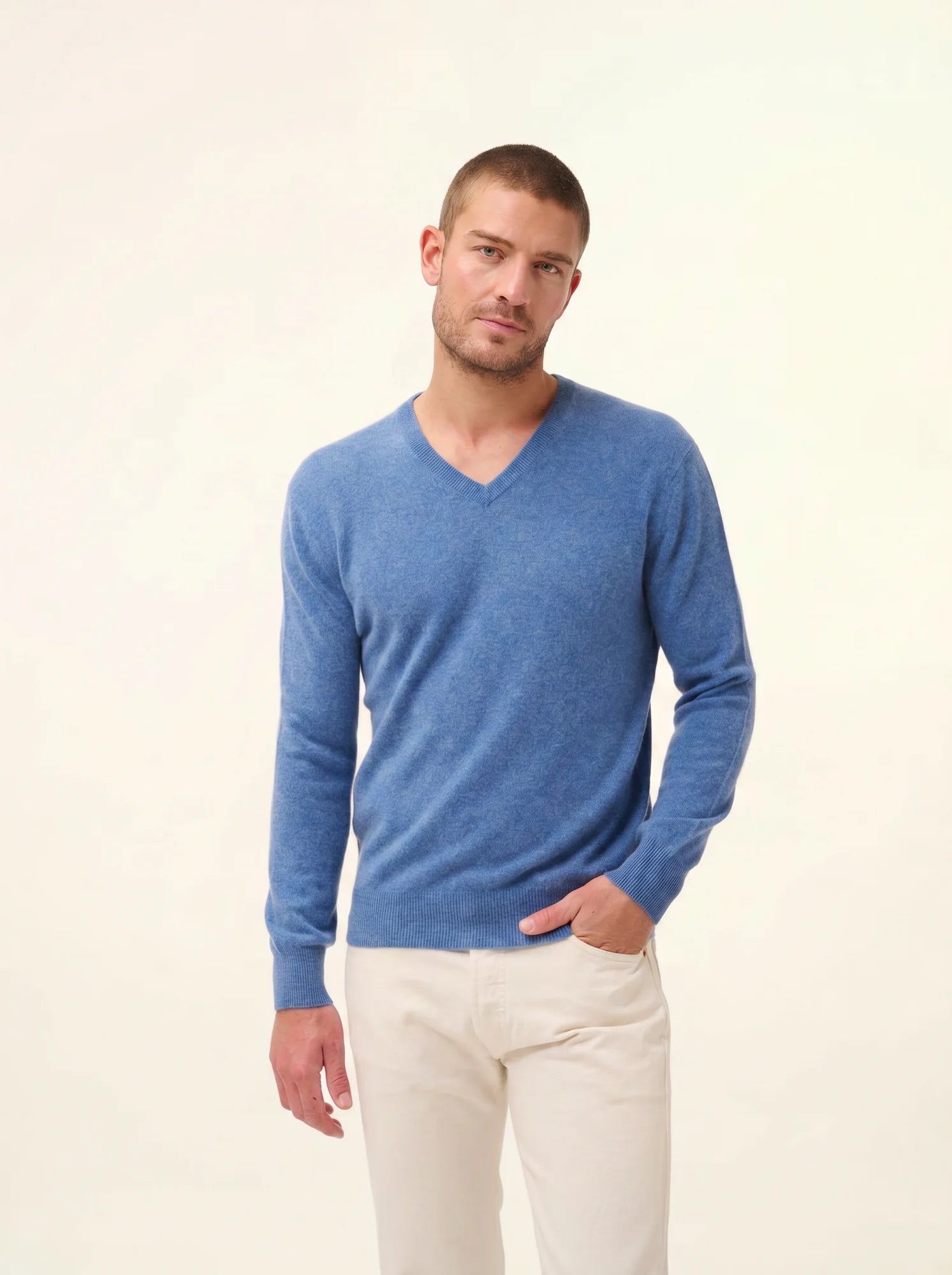 WALT pullover v-ausschnitt blau denim