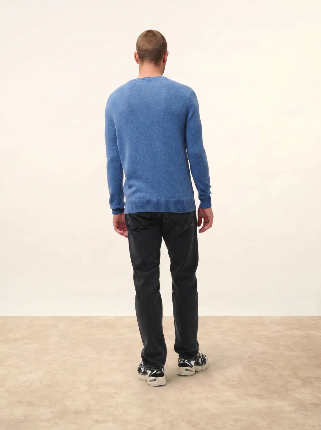 NATHAN pull col V 4 fils bleu denim