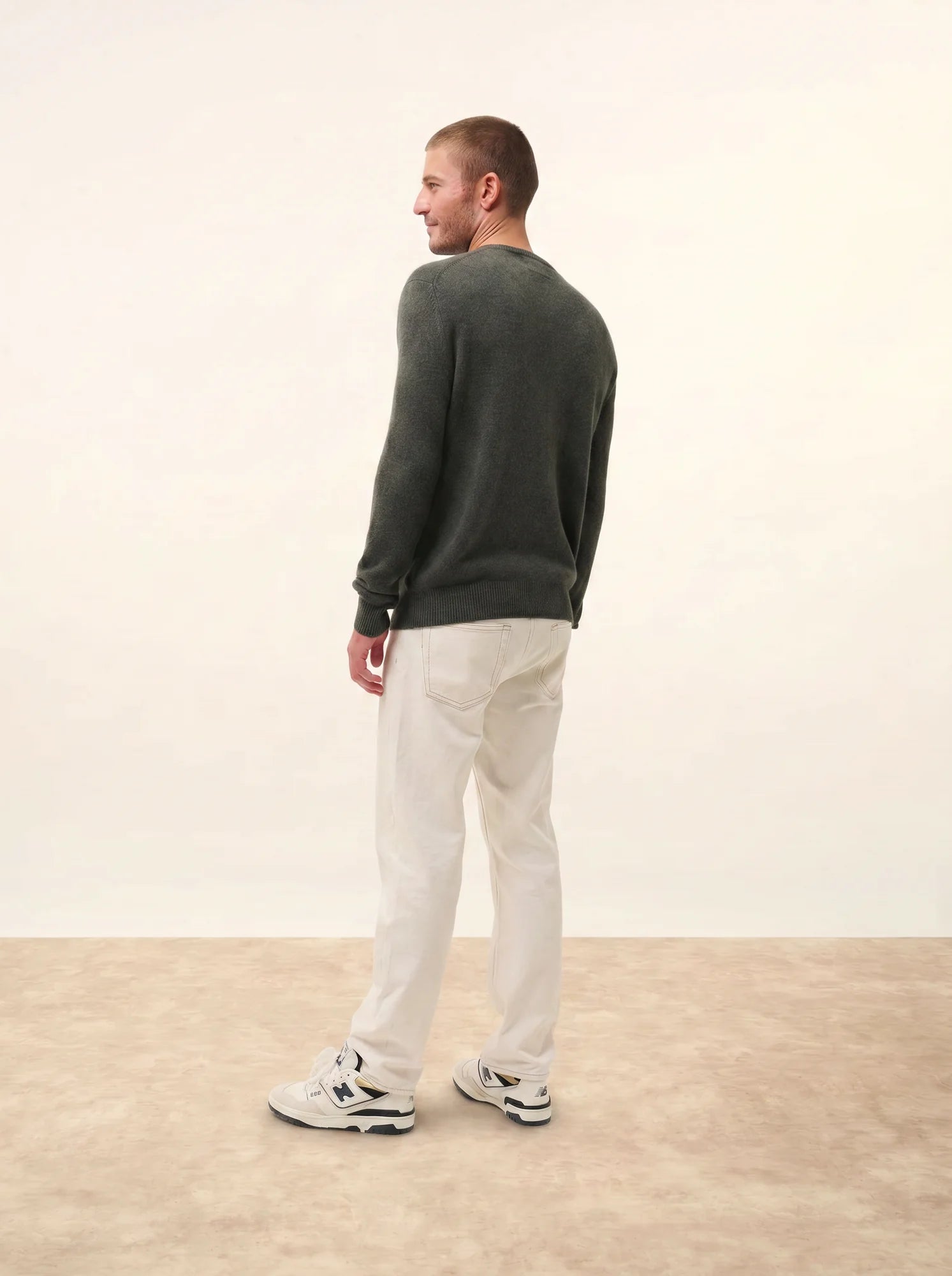 GABIN pullover rundhalsausschnitt 4-fädig khaki meliert