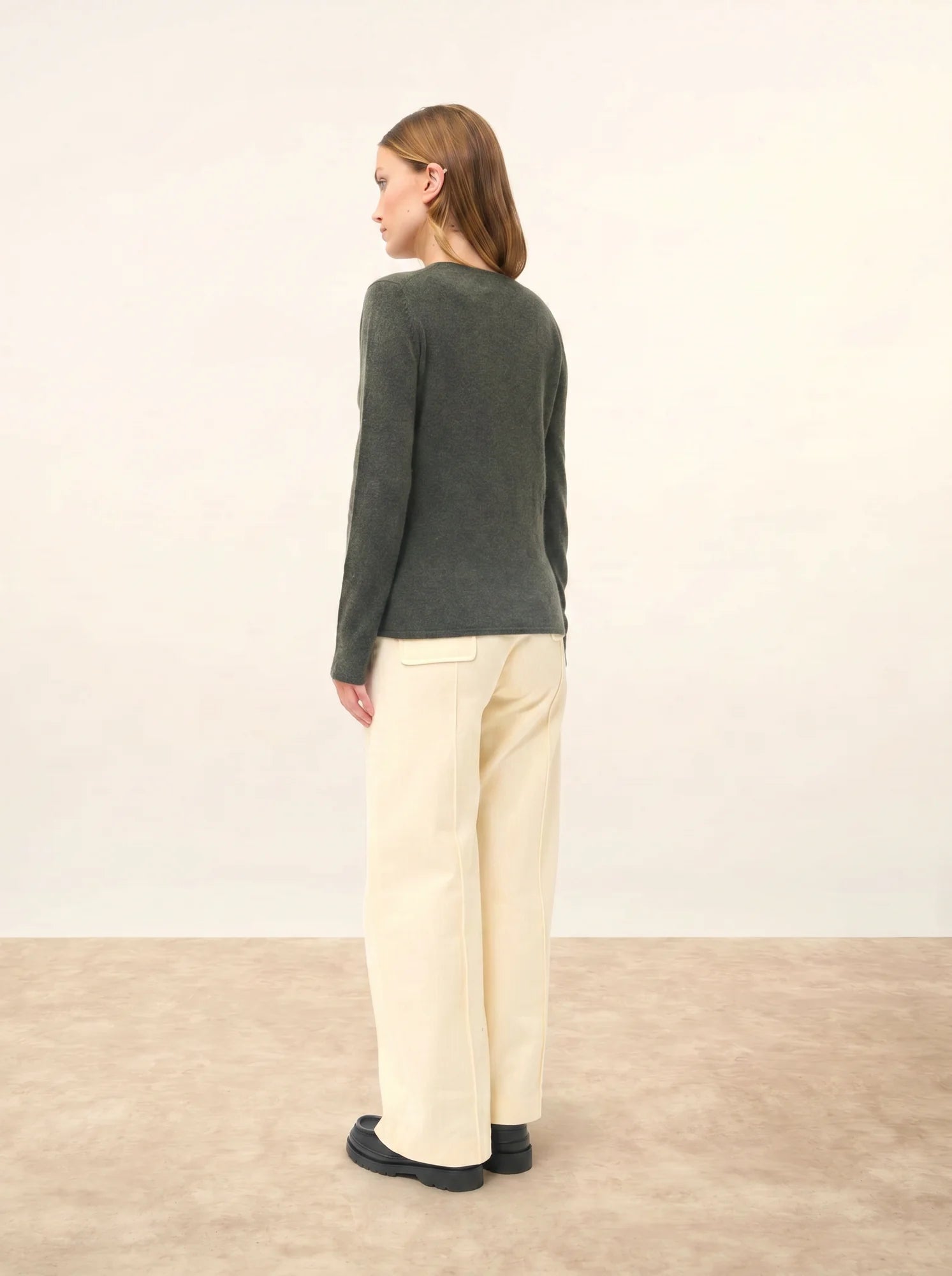 JOAN pull col V kaki chiné