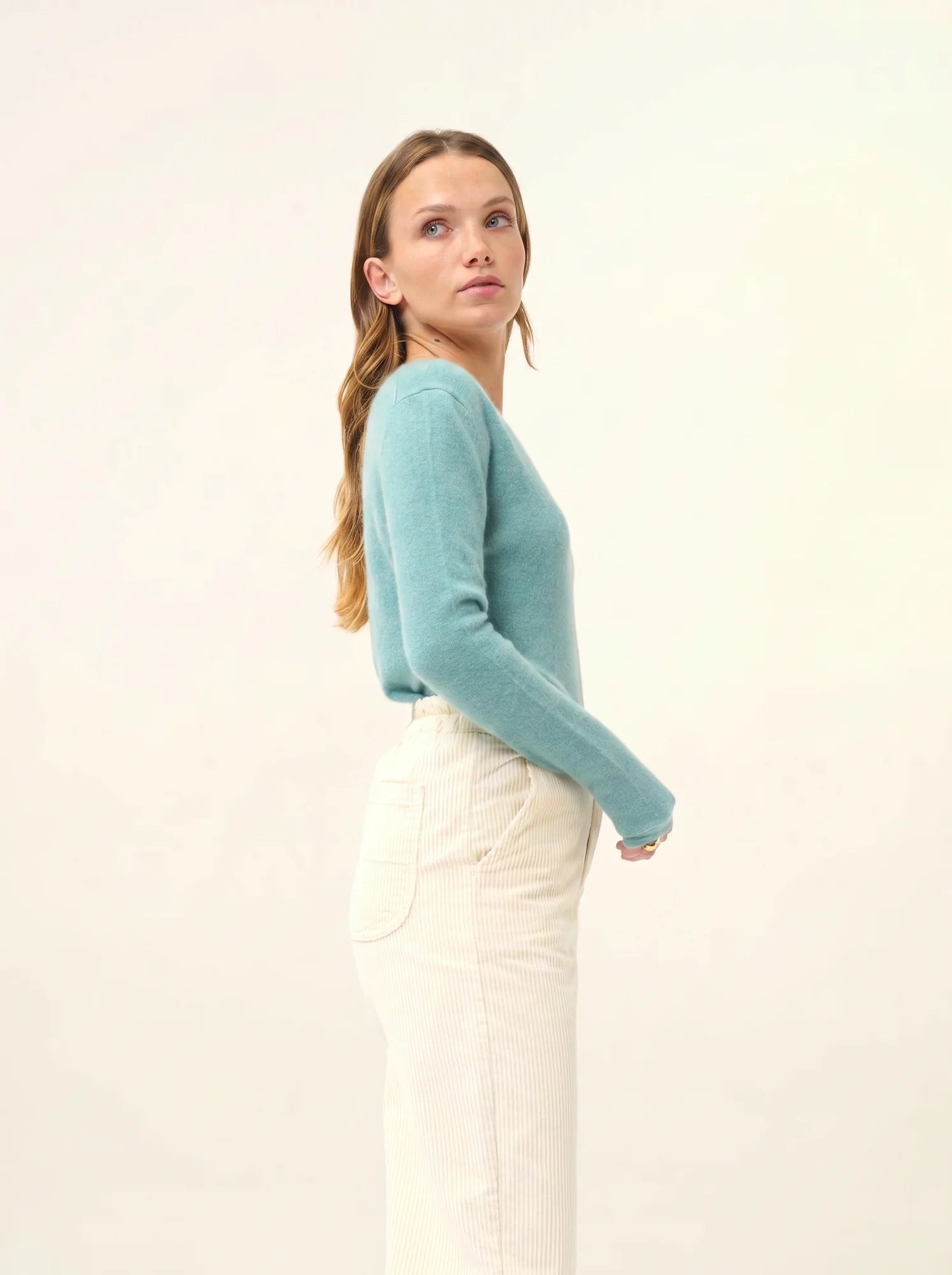 JOAN pullover v-ausschnitt grün meliert