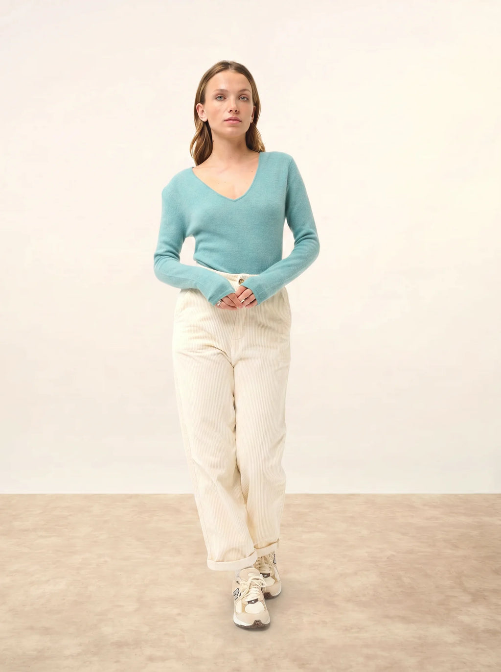 JOAN pullover v-ausschnitt grün meliert