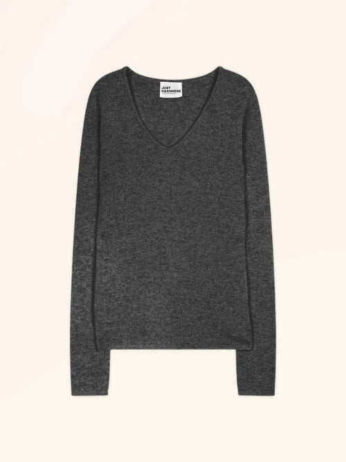 ABBY pull col V 4 fils anthracite chiné