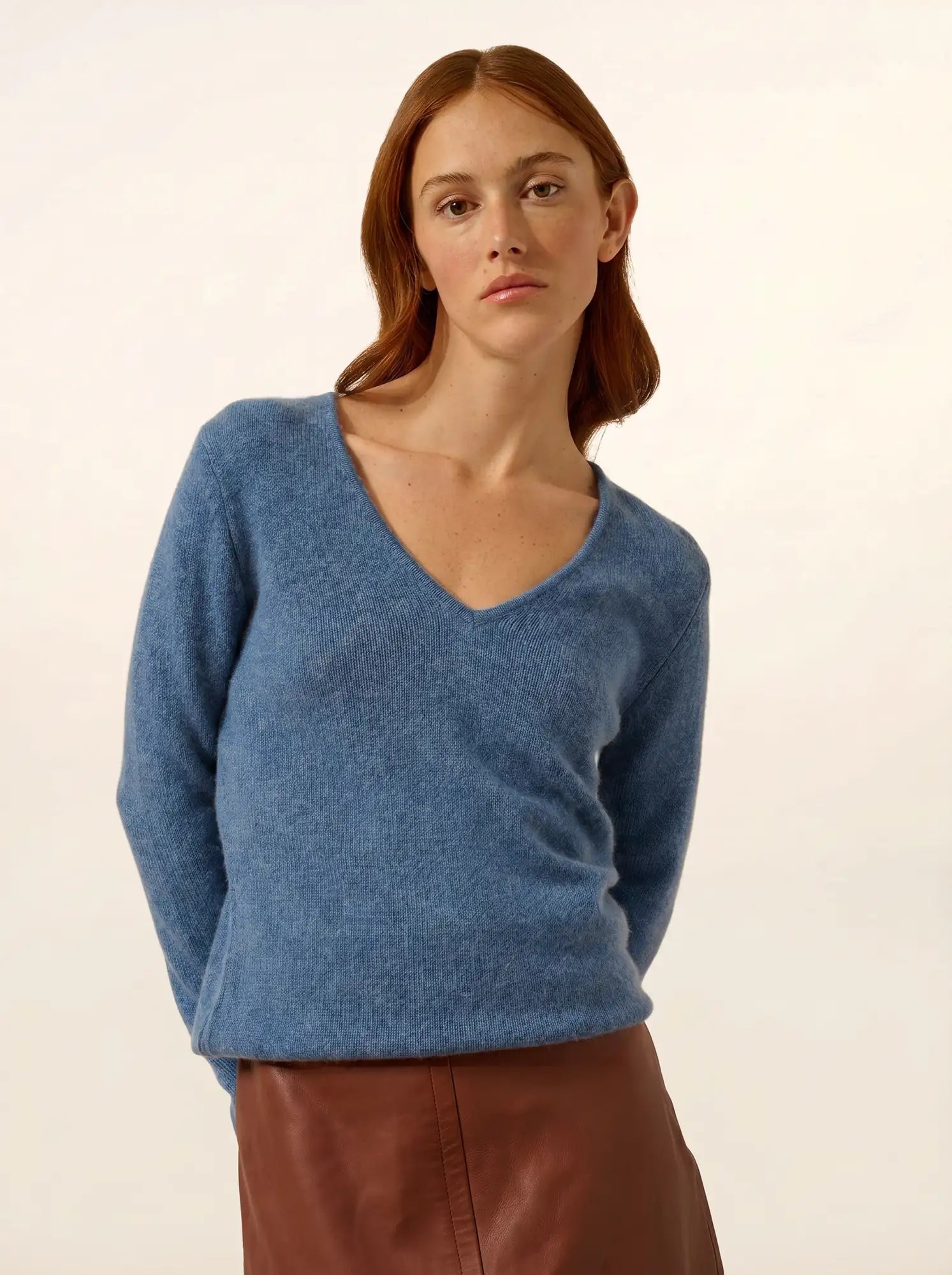 ABBY pullover v-ausschnitt 4-fädig blau denim