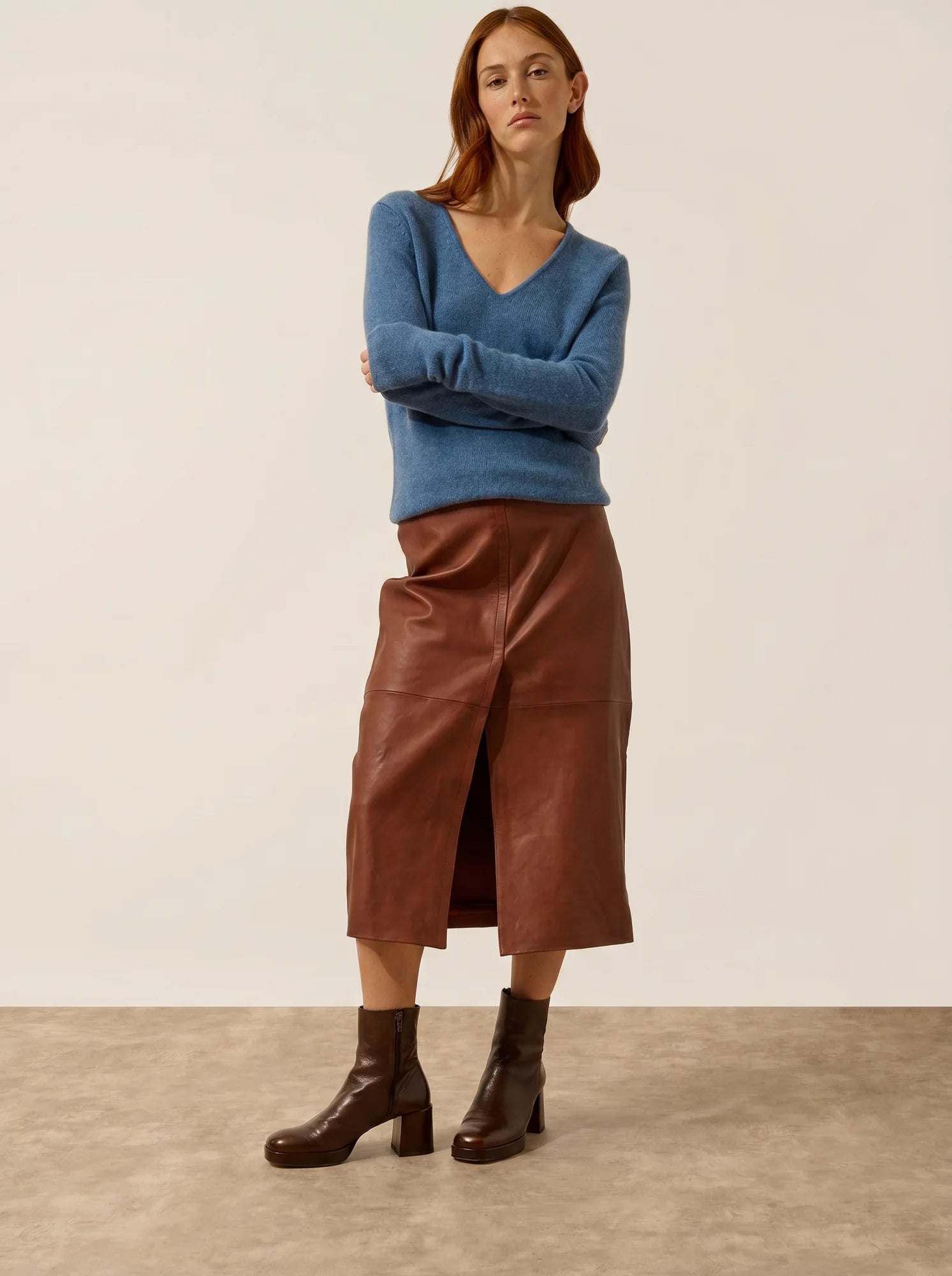 ABBY pullover v-ausschnitt 4-fädig blau denim