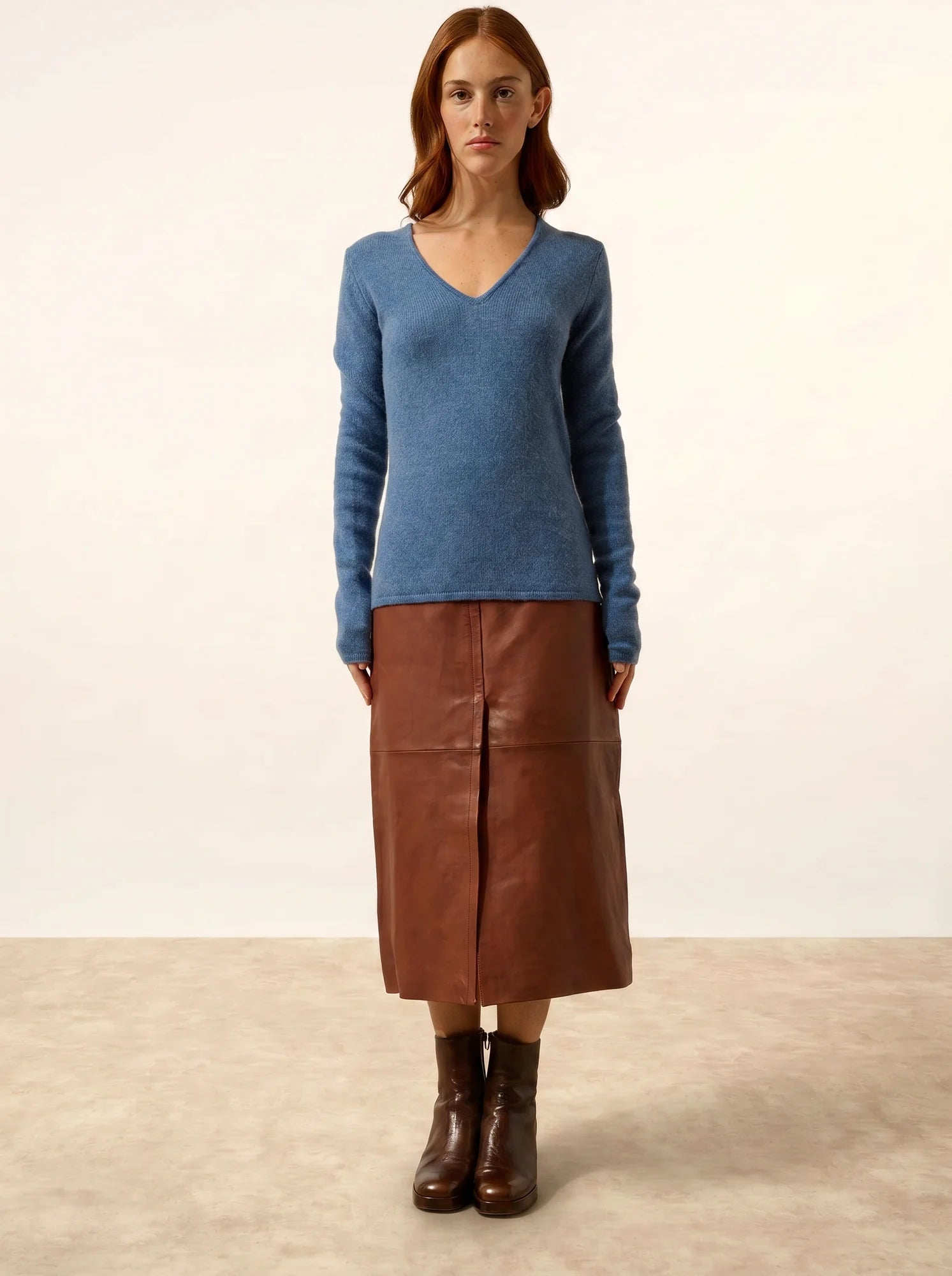 ABBY pullover v-ausschnitt 4-fädig blau denim