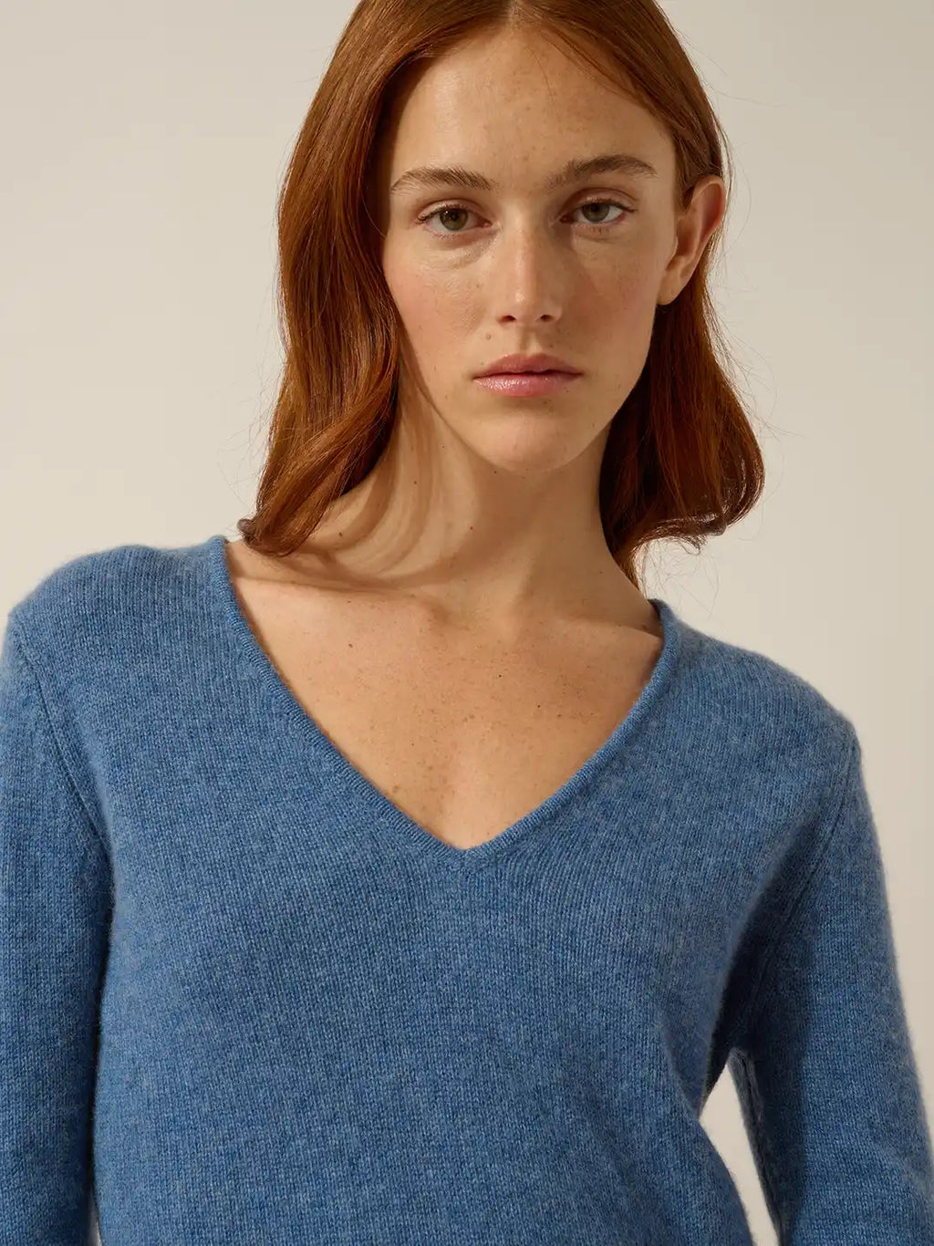 ABBY pullover v-ausschnitt 4-fädig blau denim