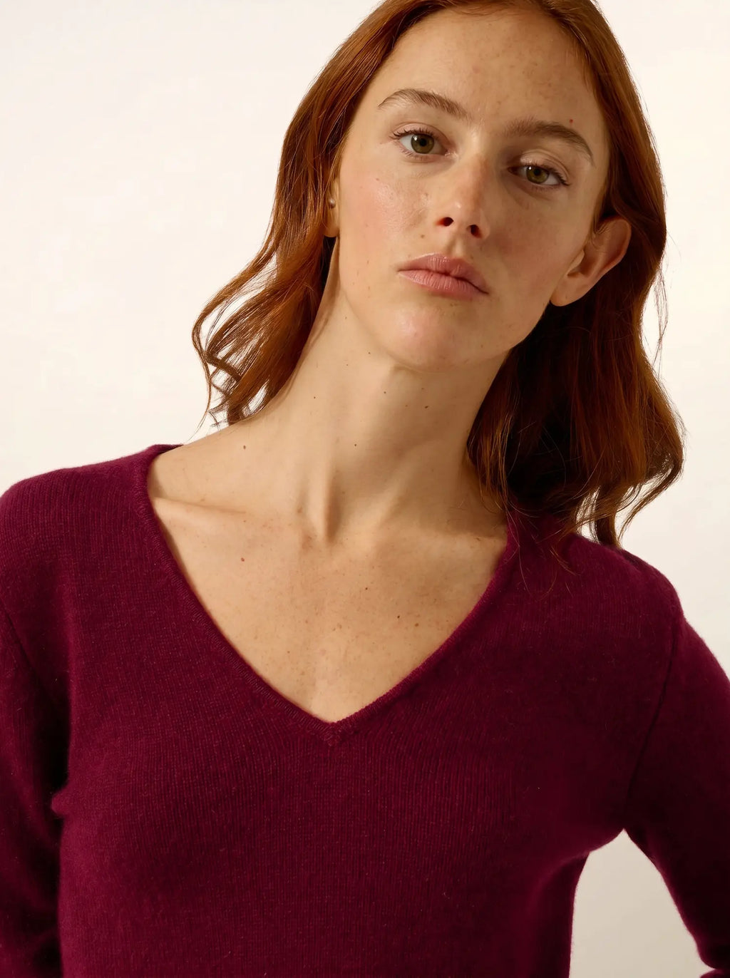 ABBY pullover v-ausschnitt 4-fädig bordeaux