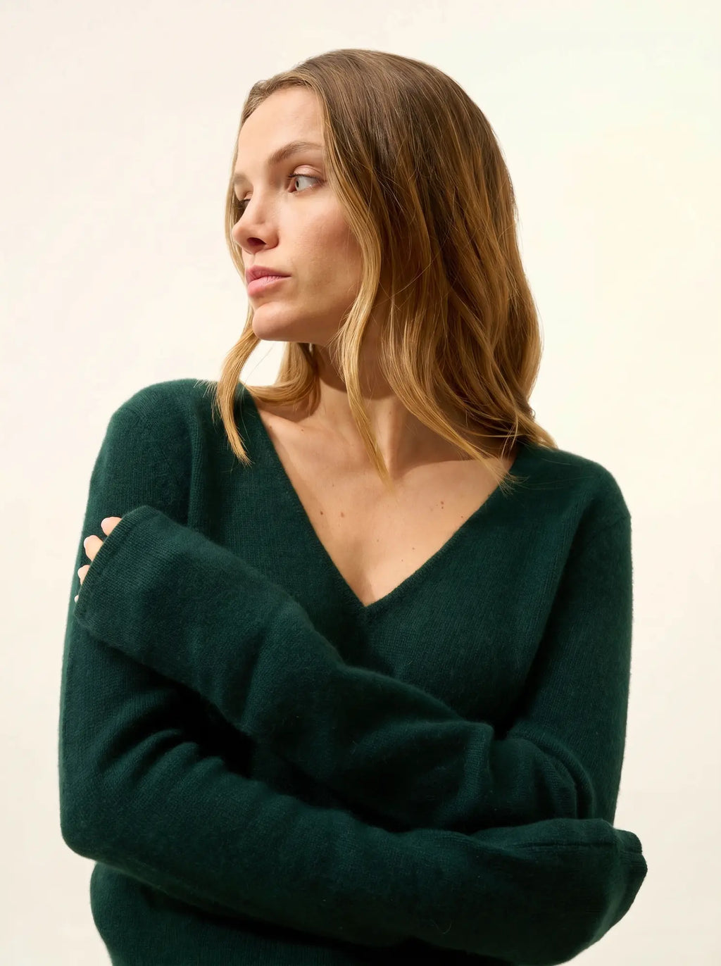 ABBY pullover v-ausschnitt 4-fädig zypresse