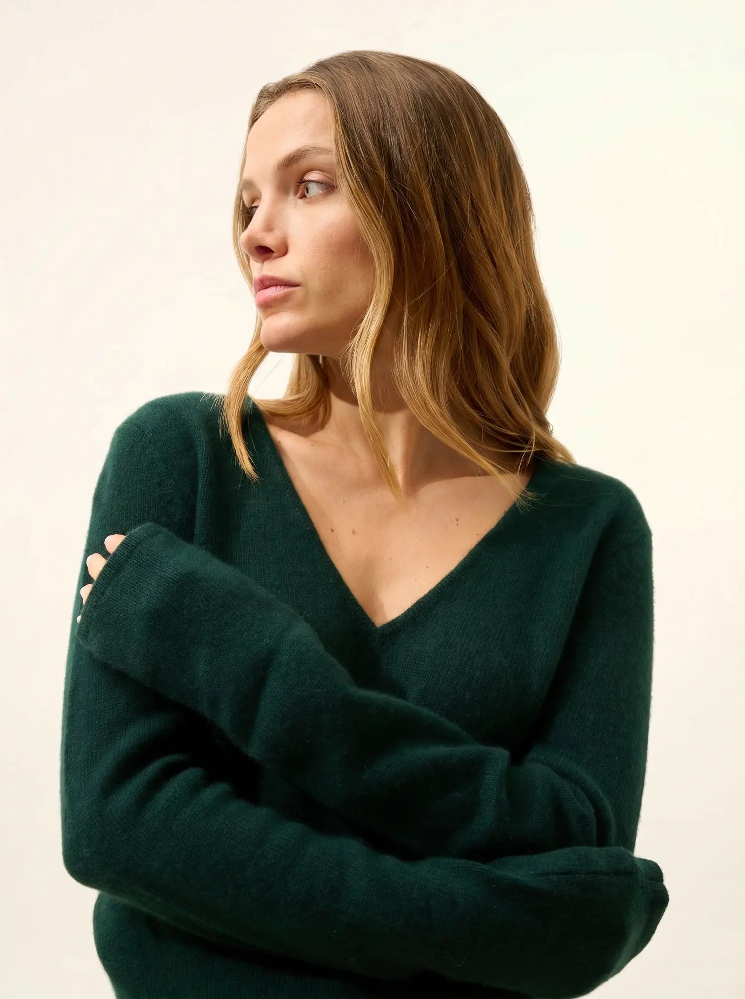 ABBY pullover v-ausschnitt 4-fädig zypresse