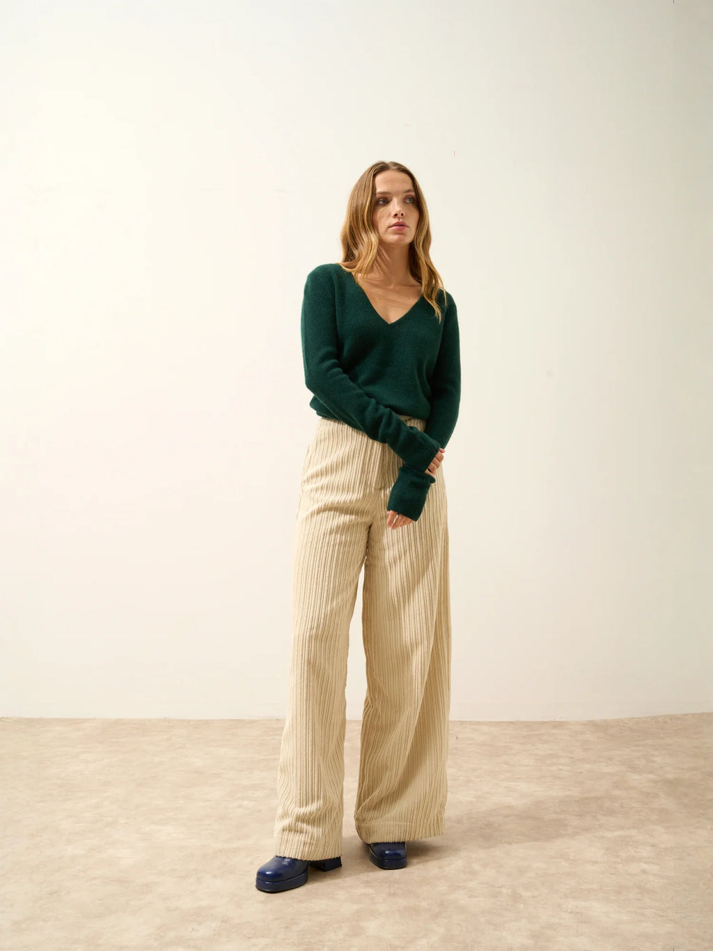 ABBY pullover v-ausschnitt 4-fädig zypresse