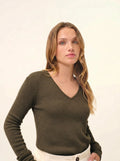 ABBY pullover v-ausschnitt 4-fädig khaki
