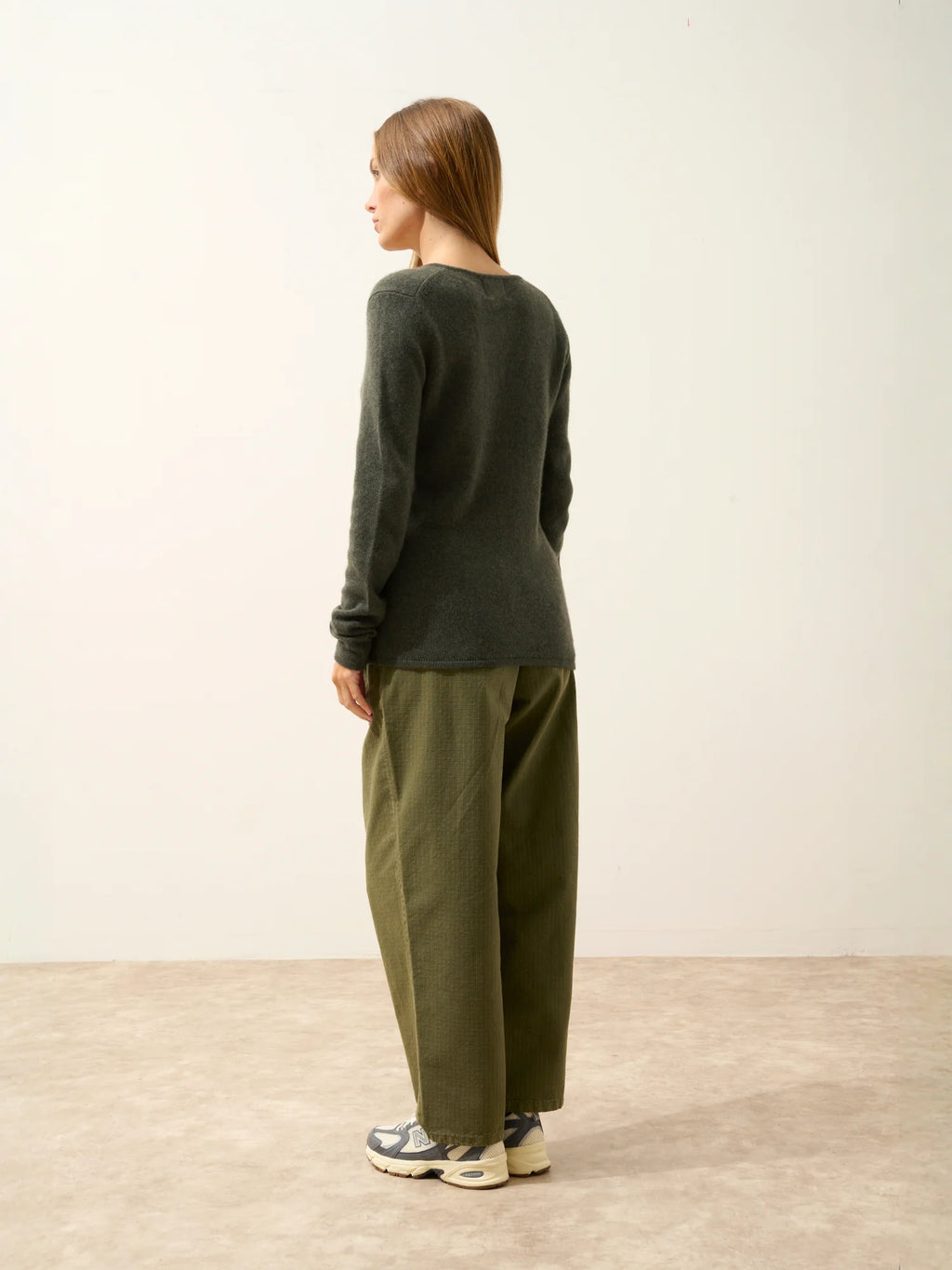 ABBY pullover v-ausschnitt 4-fädig khaki meliert