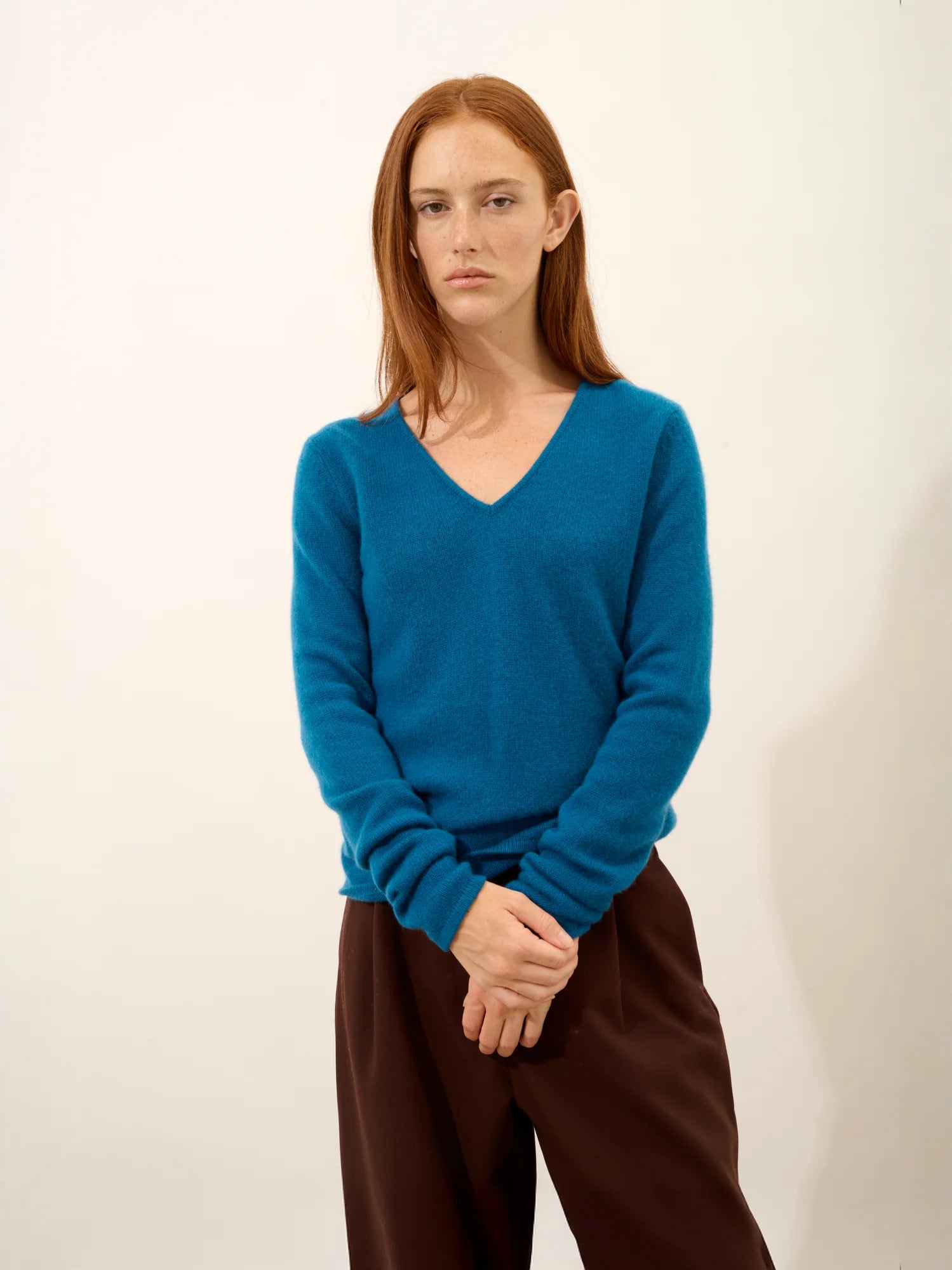 ABBY pullover v-ausschnitt 4-fädig paon