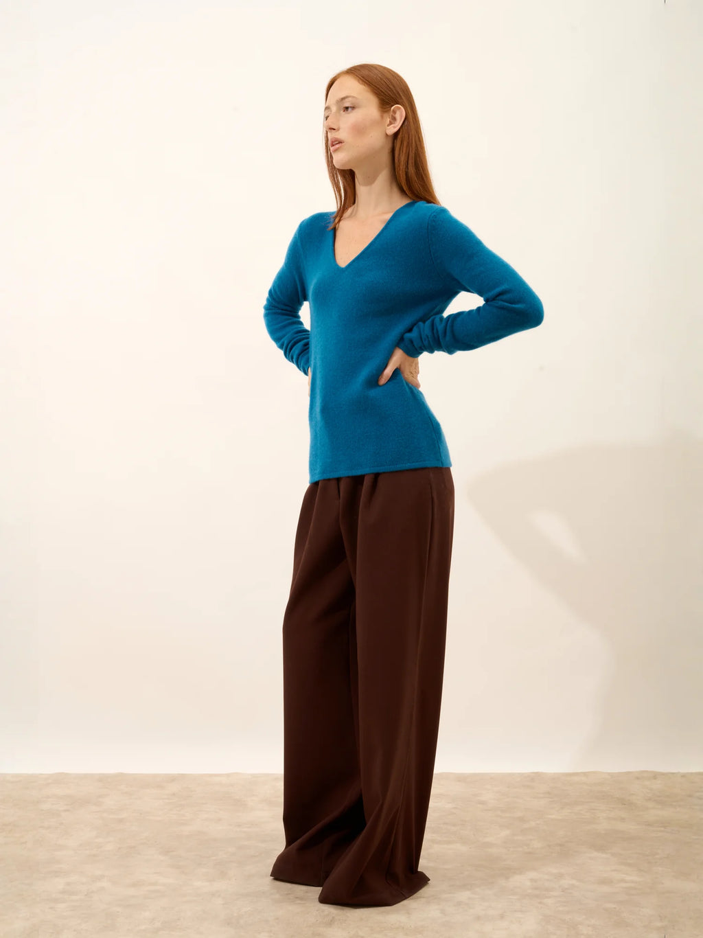 ABBY pullover v-ausschnitt 4-fädig paon