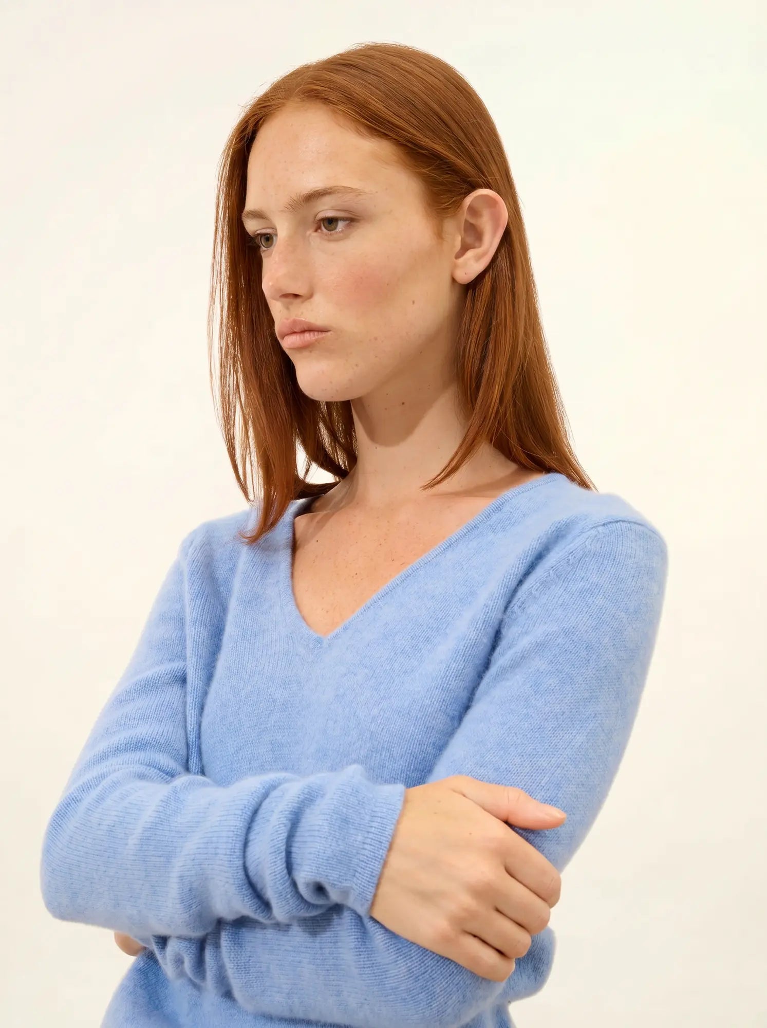 ABBY pullover v-ausschnitt 4-fädig himmelblau