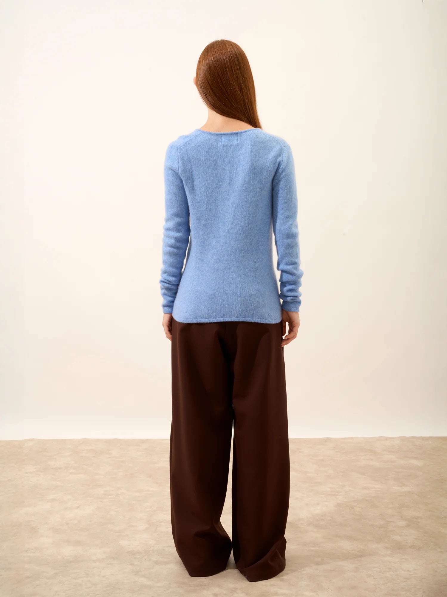 ABBY pullover v-ausschnitt 4-fädig himmelblau