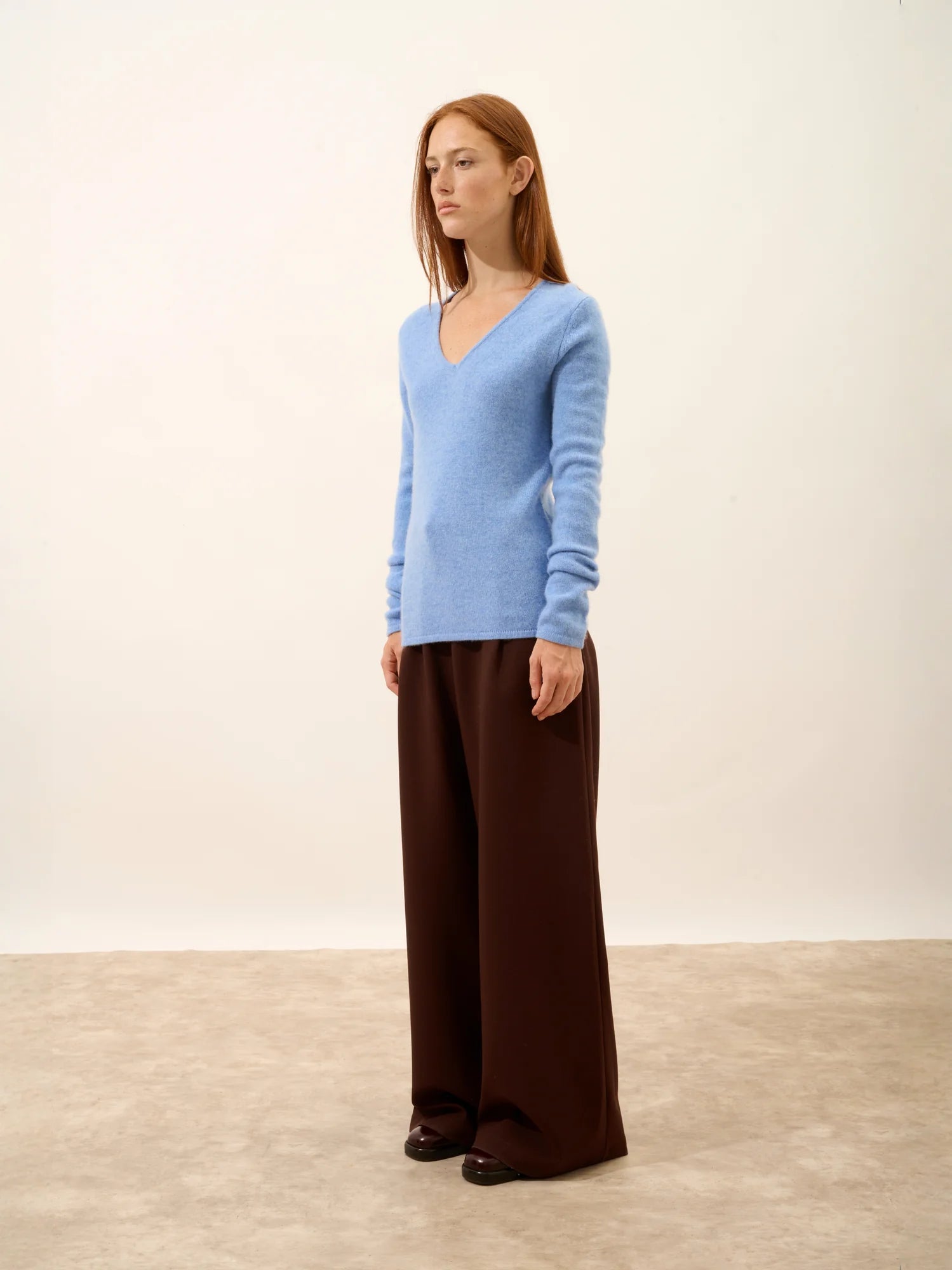 ABBY pullover v-ausschnitt 4-fädig himmelblau