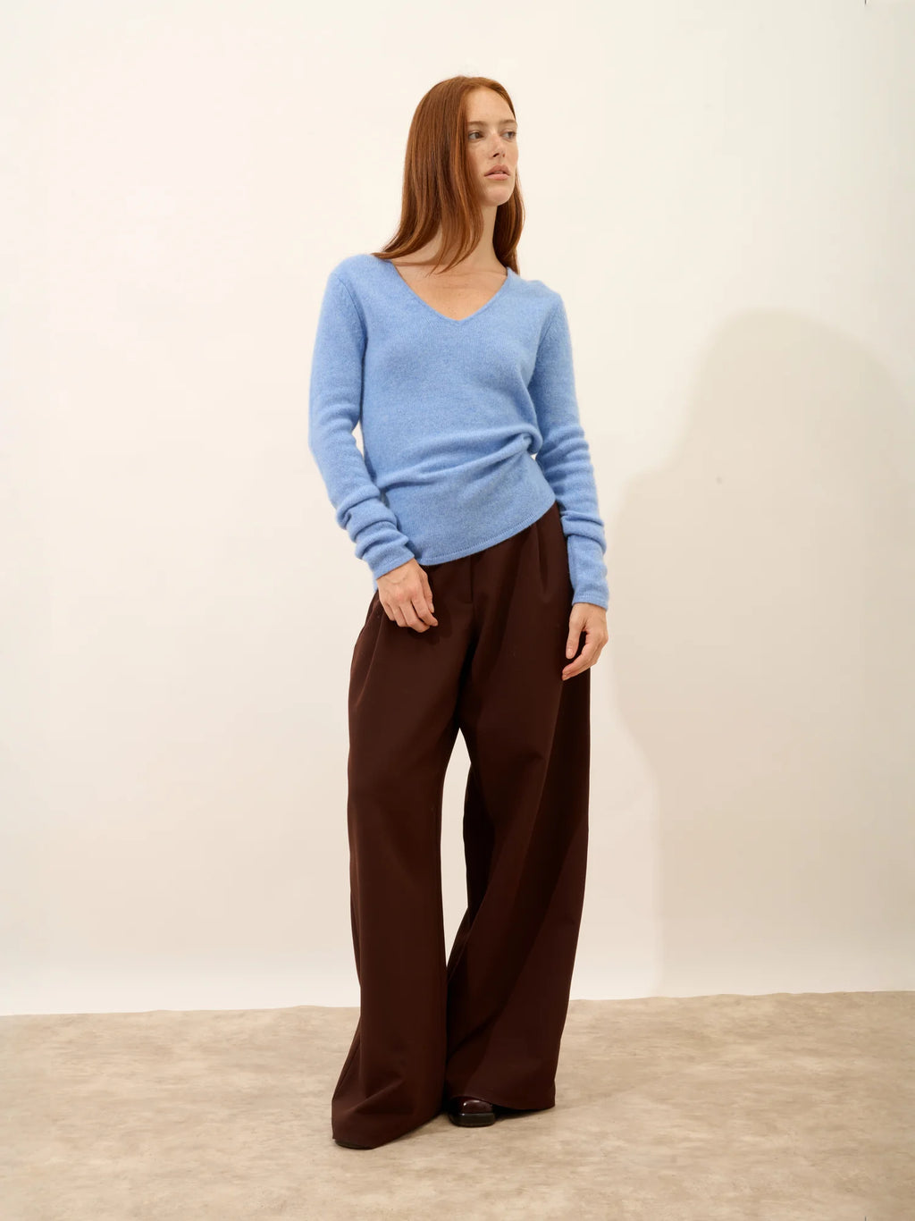 ABBY pullover v-ausschnitt 4-fädig himmelblau