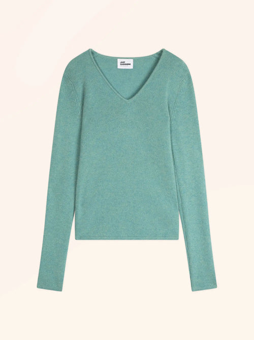 ABBY pull col V 4 fils vert chiné