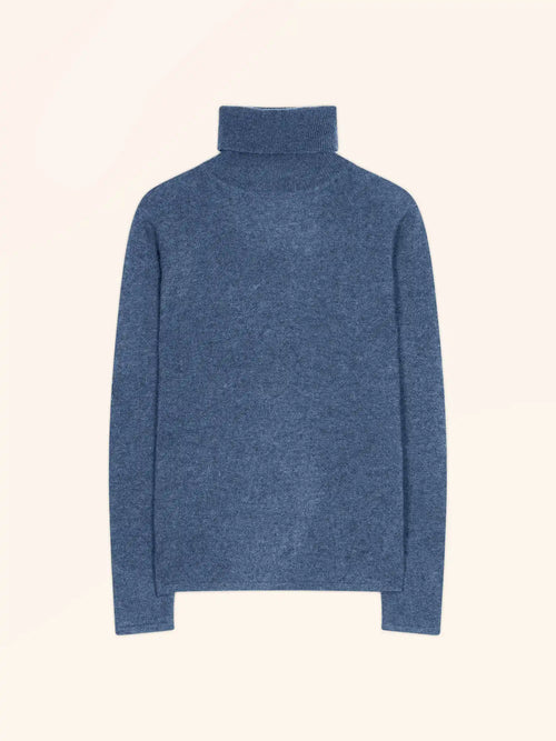AVA pull col roulé bleu denim