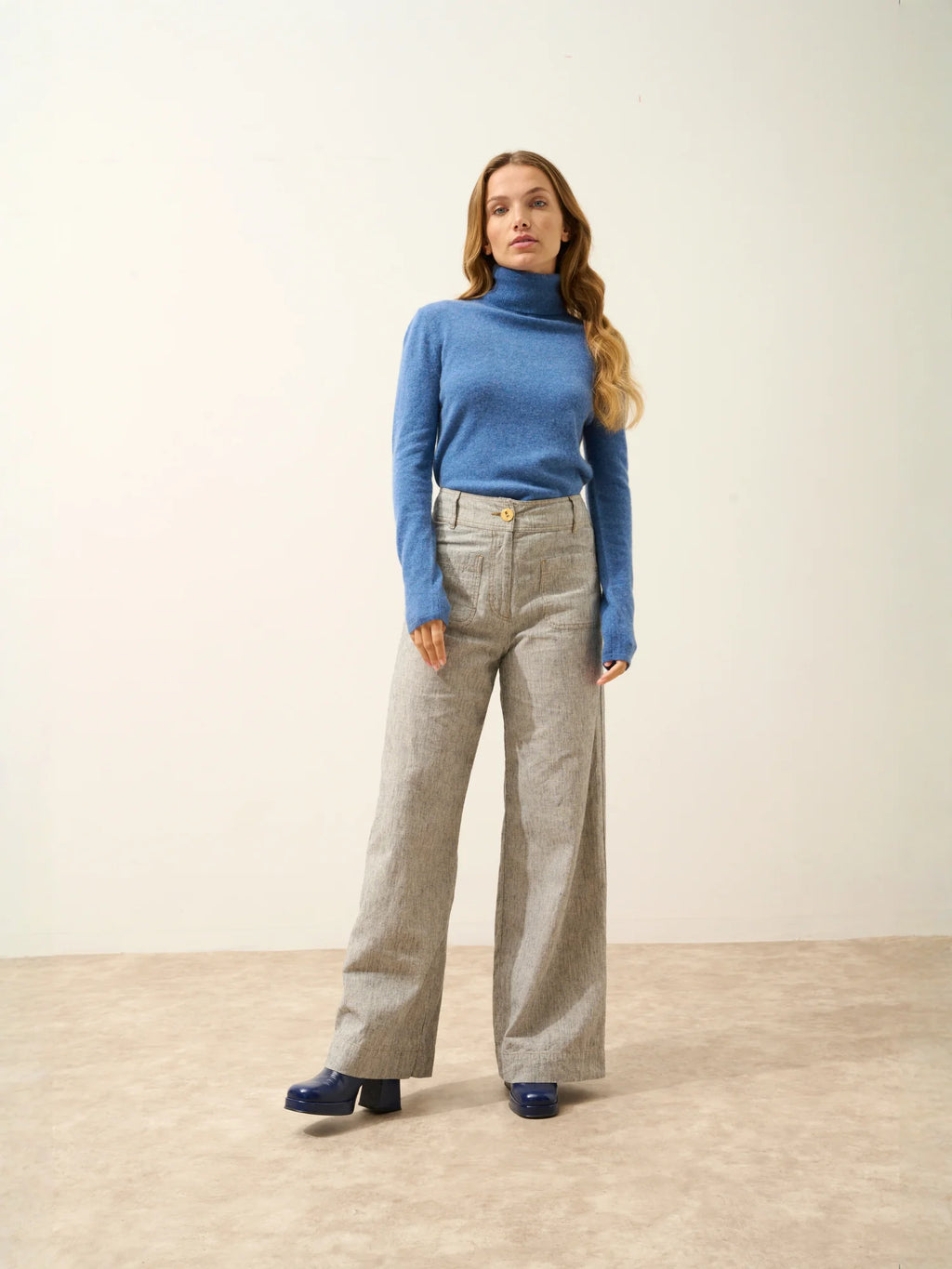 AVA pullover rollkragen blau denim