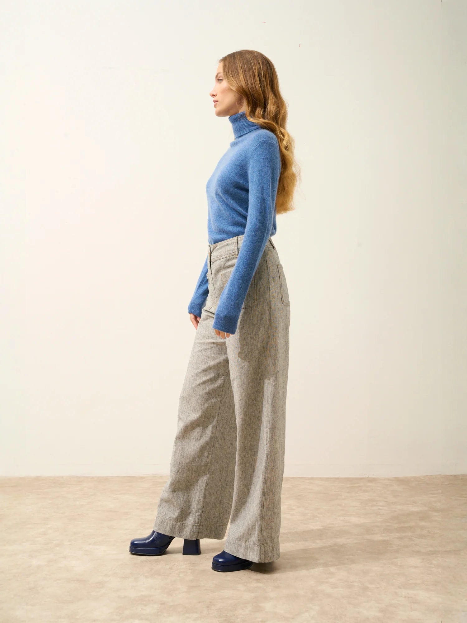 AVA pullover rollkragen blau denim