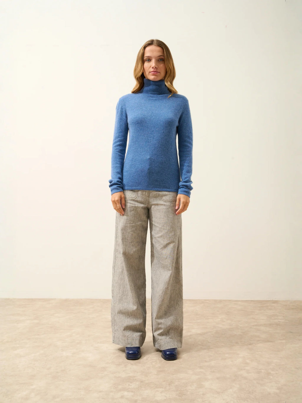AVA pullover rollkragen blau denim