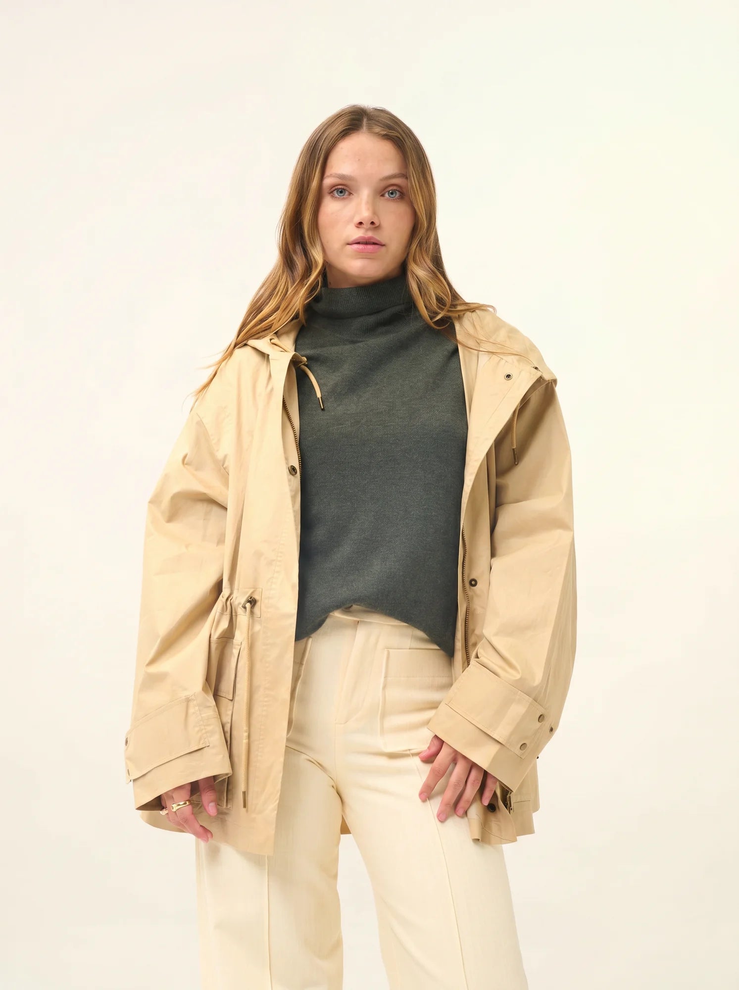 AVA pullover rollkragen khaki meliert