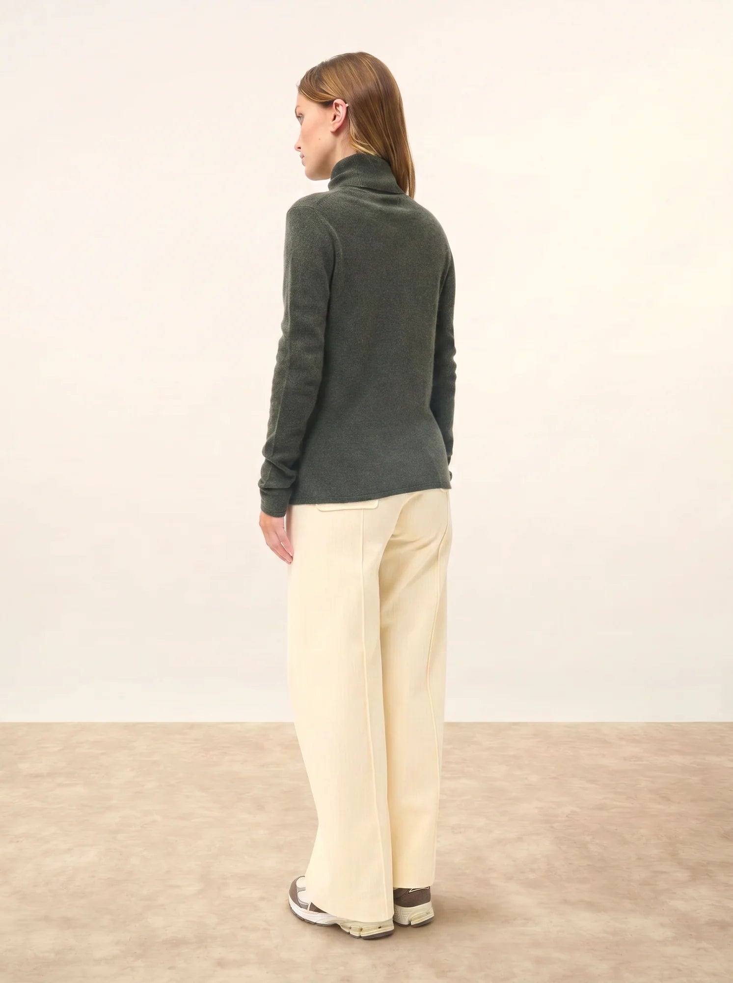 AVA pullover rollkragen khaki meliert