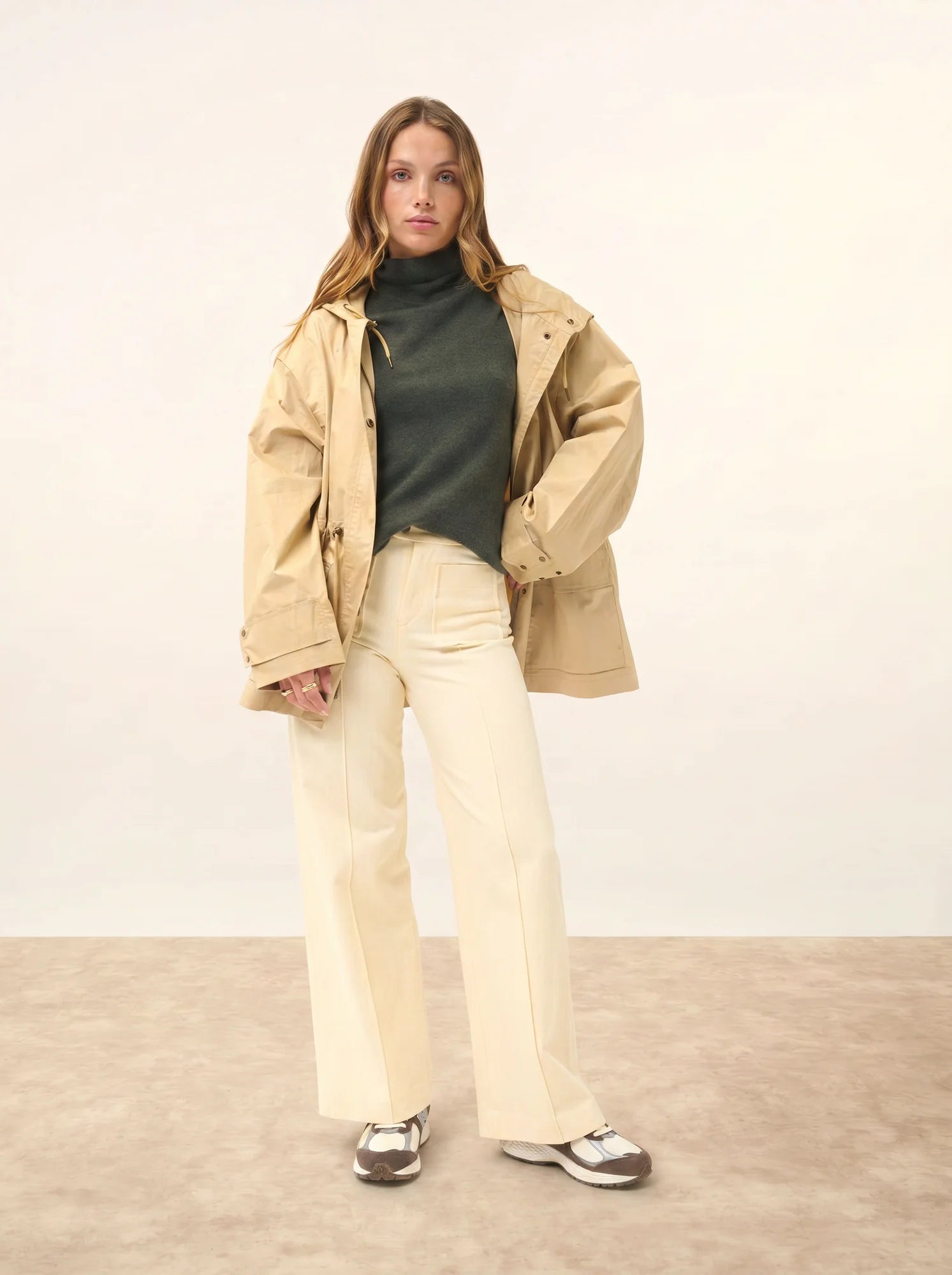AVA pullover rollkragen khaki meliert