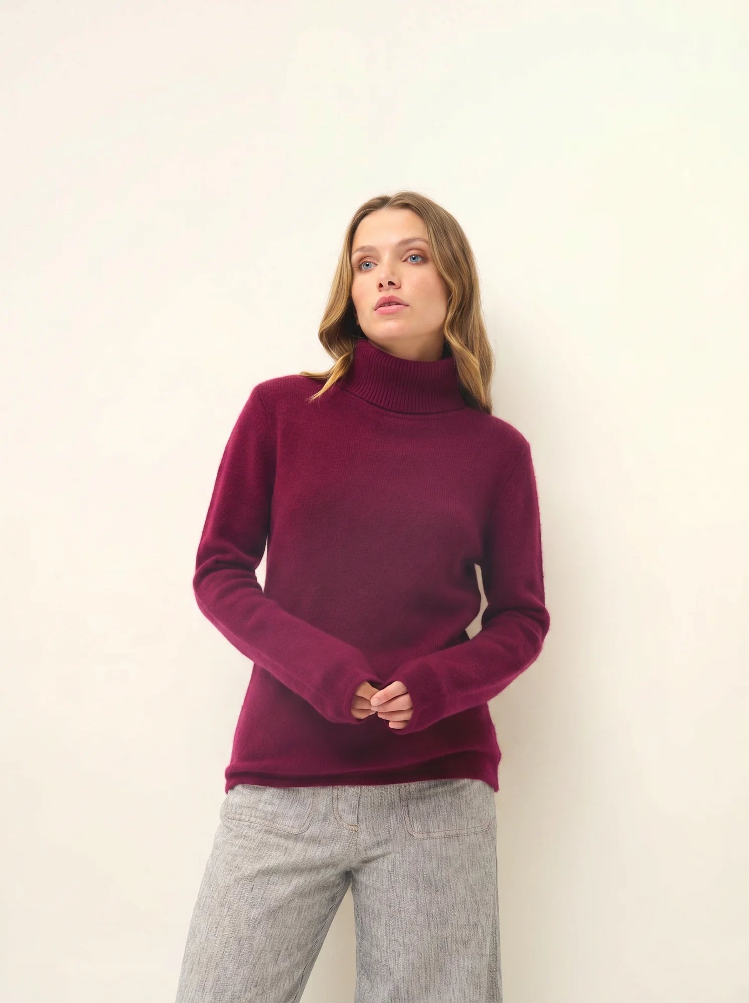 MATT pull col roulé 4 fils bordeaux