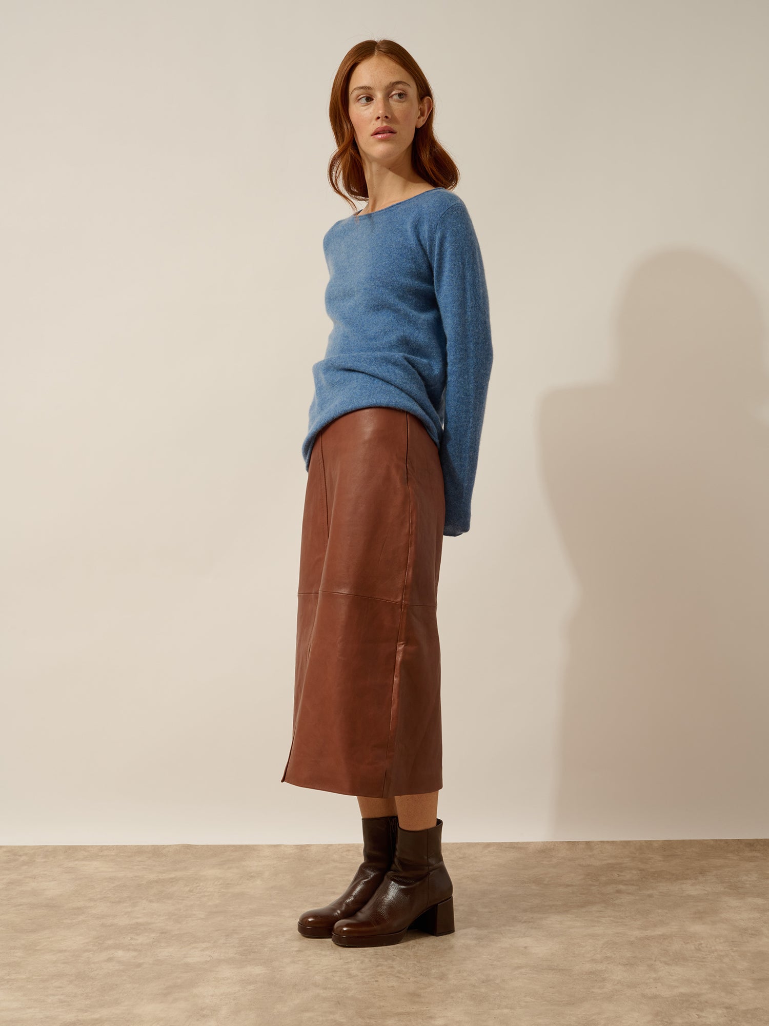 GRACE pull col bateau bleu denim