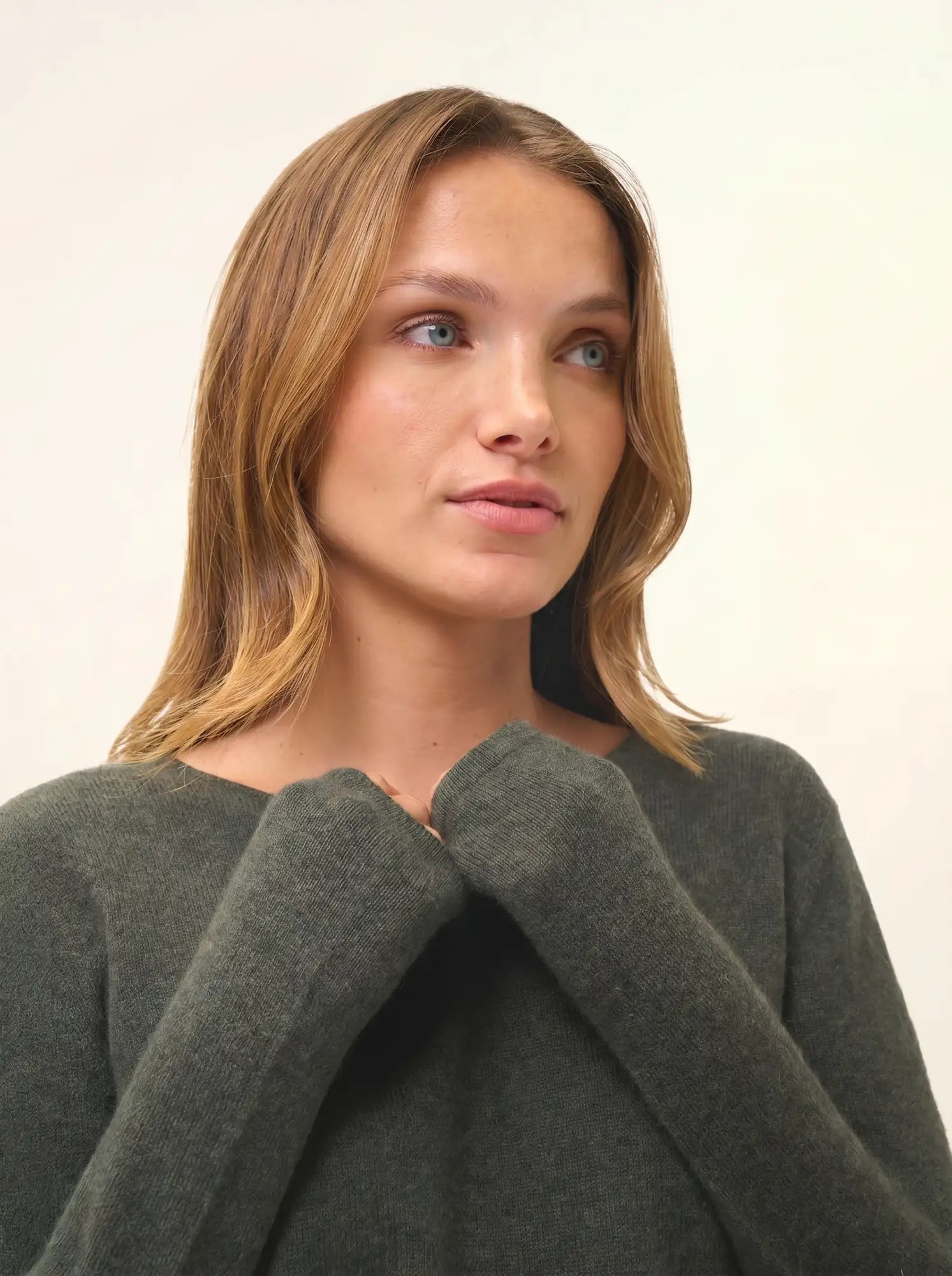 VIVIAN pullover rundhalsausschnitt khaki meliert
