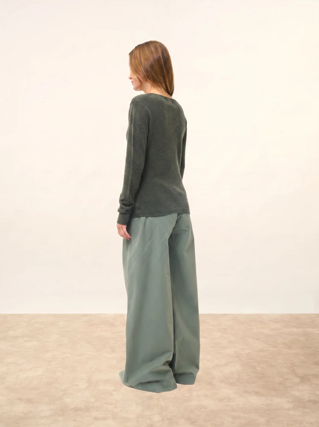 VIVIAN pullover rundhalsausschnitt khaki meliert