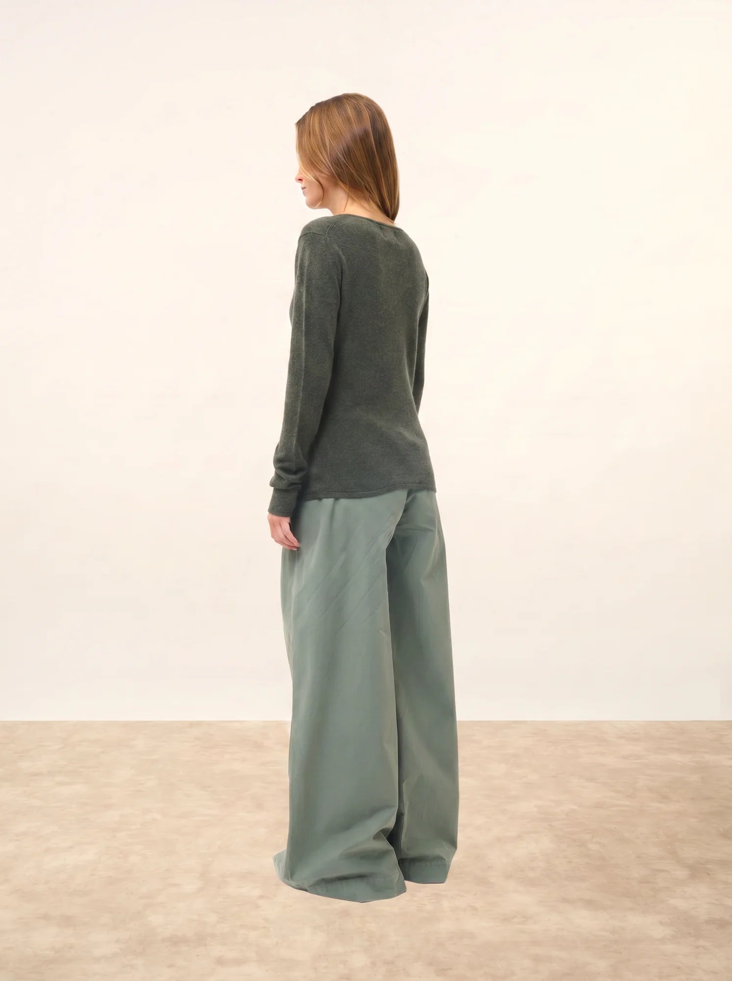 VIVIAN pullover rundhalsausschnitt khaki meliert