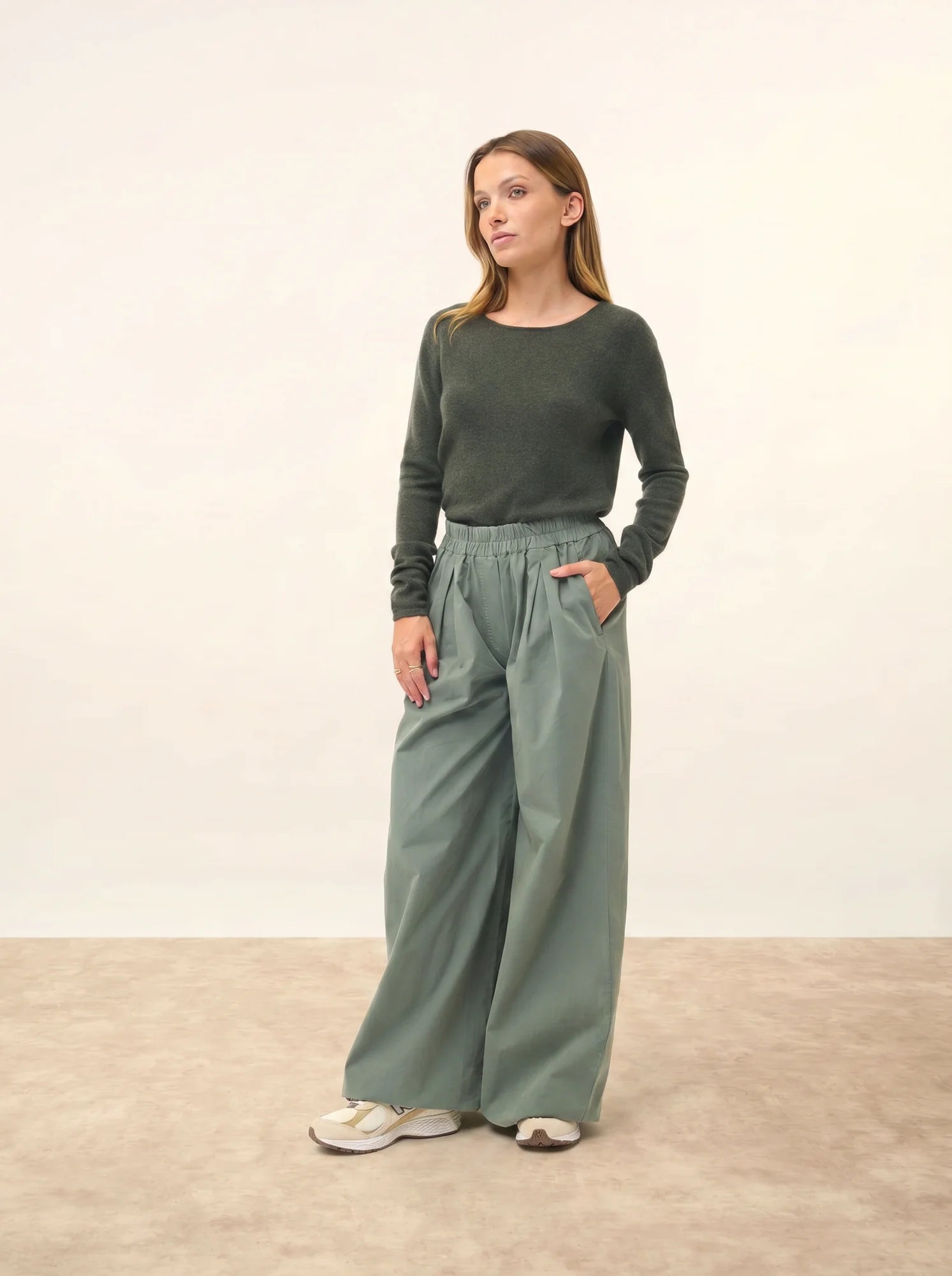 VIVIAN pullover rundhalsausschnitt khaki meliert