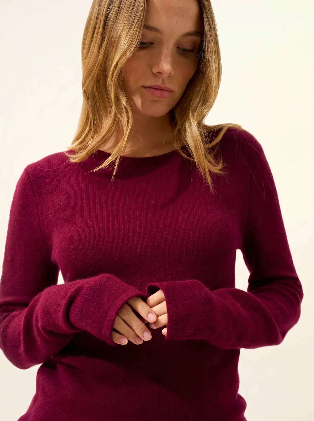 JOYCE pullover rundhalsausschnitt 4-fädig bordeaux