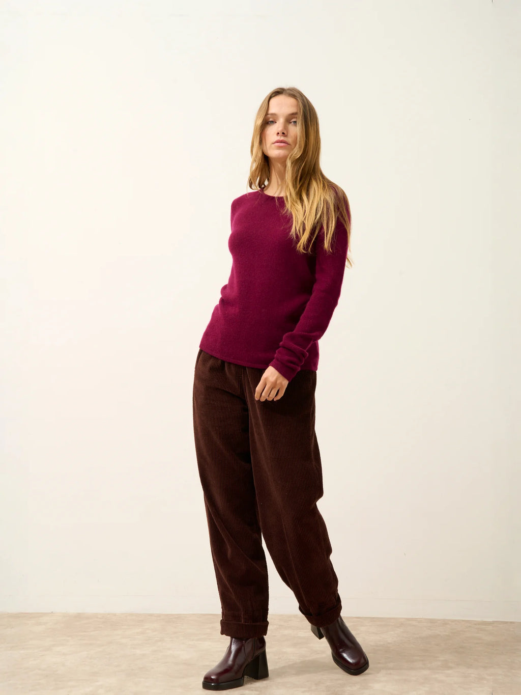 JOYCE pullover rundhalsausschnitt 4-fädig bordeaux